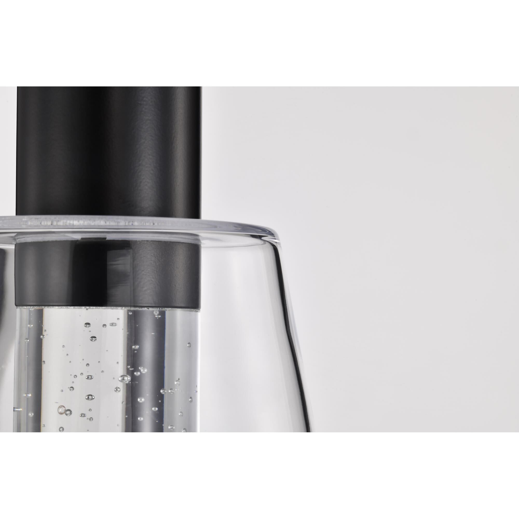 Shown in Matte Black finish and Clear K9 Bubble Crystal glass