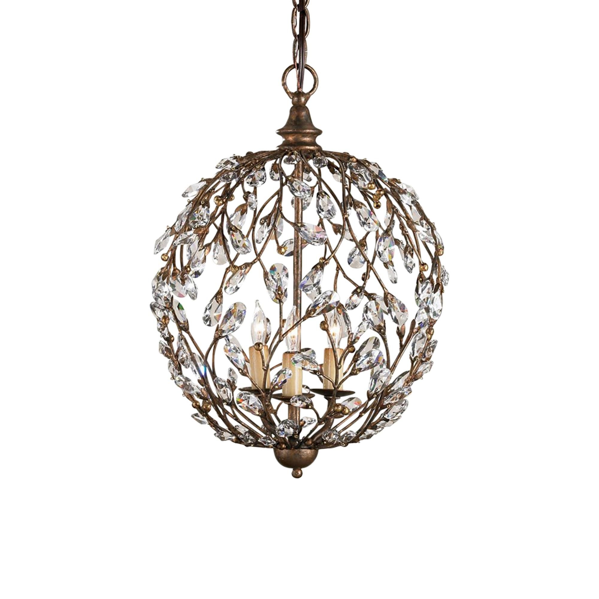 Ctrystal Bud 13 Inch 3 Light Mini Chandelier by Currey and Company