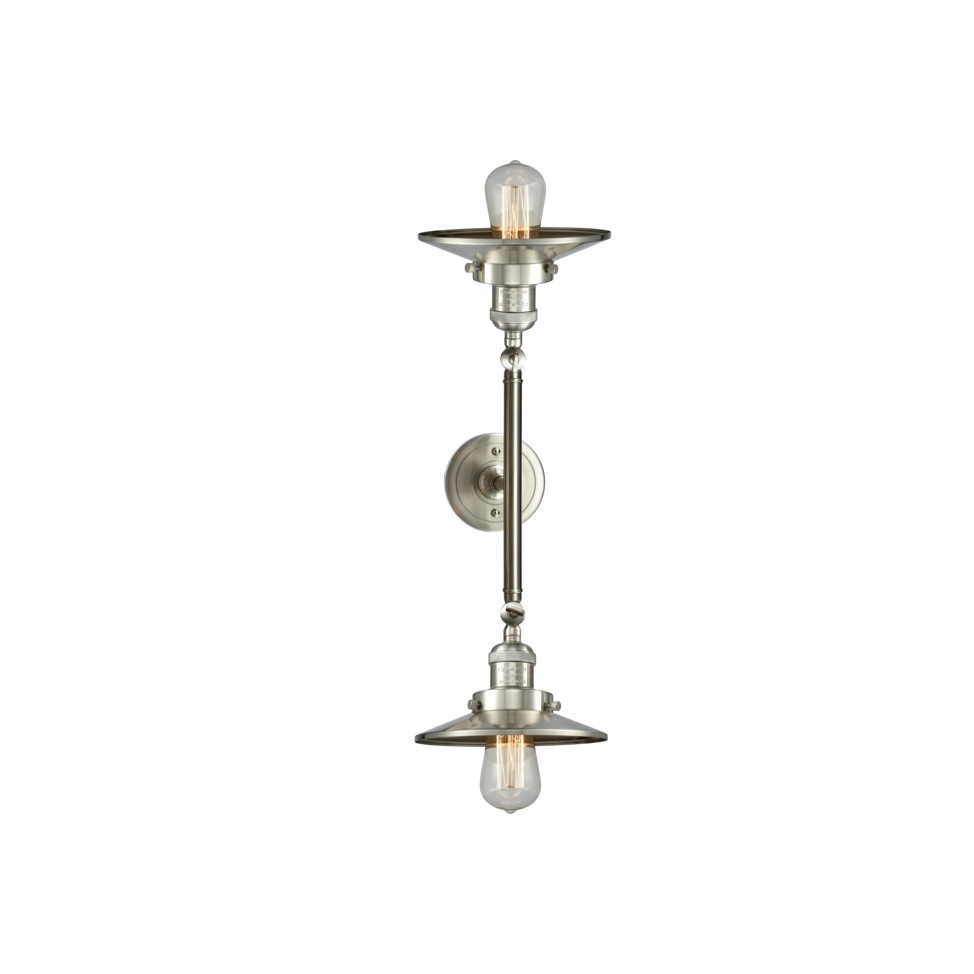 Shown in Brushed Satin Nickel finish and Brushed Satin Nickel shade