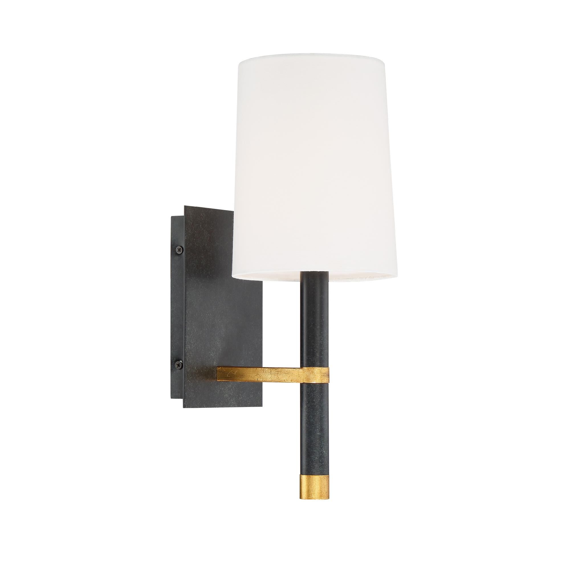 Shown in Black + Antique Gold finish and Silk glass and White shade