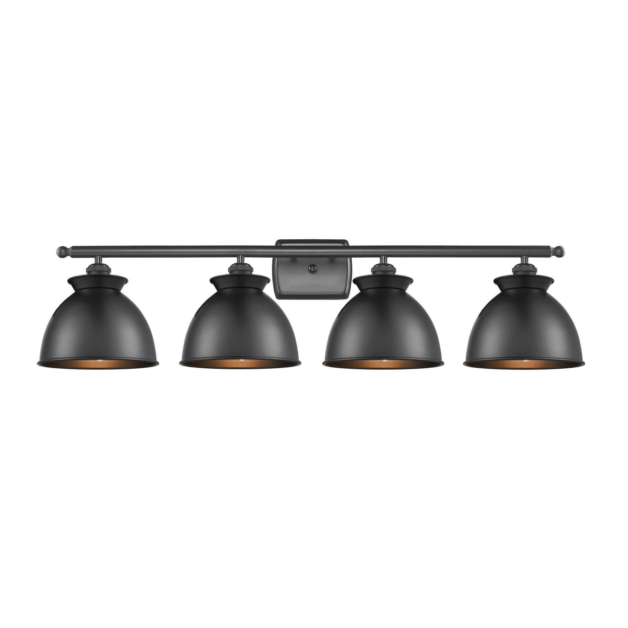 Shown in Matte Black finish and Dome glass and Metal shade and Polished Chrome accent