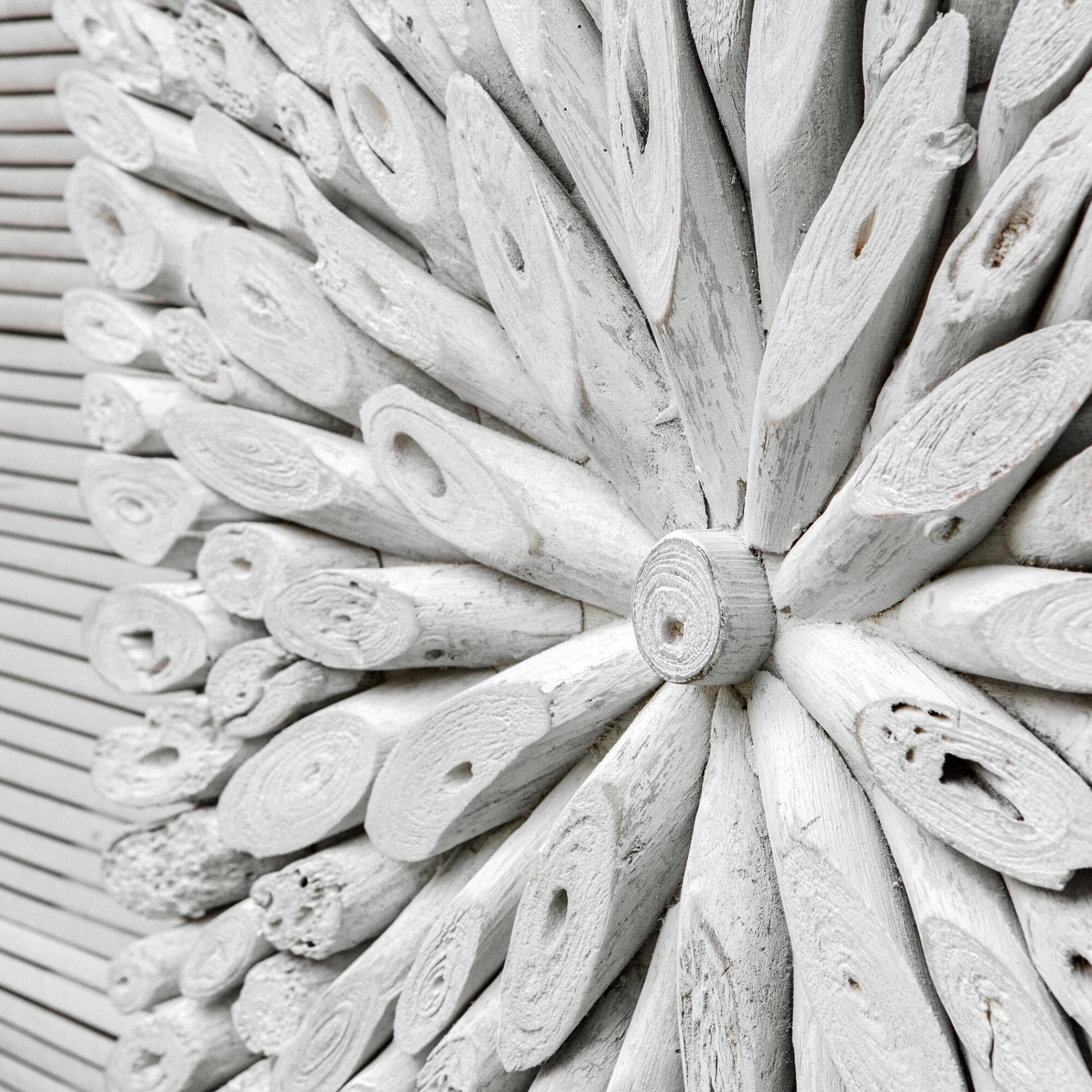 Shown in This Wood Wall Panel Is Handcrafted From Individually Cut Natural Driftwood Pieces In A White Washed finish