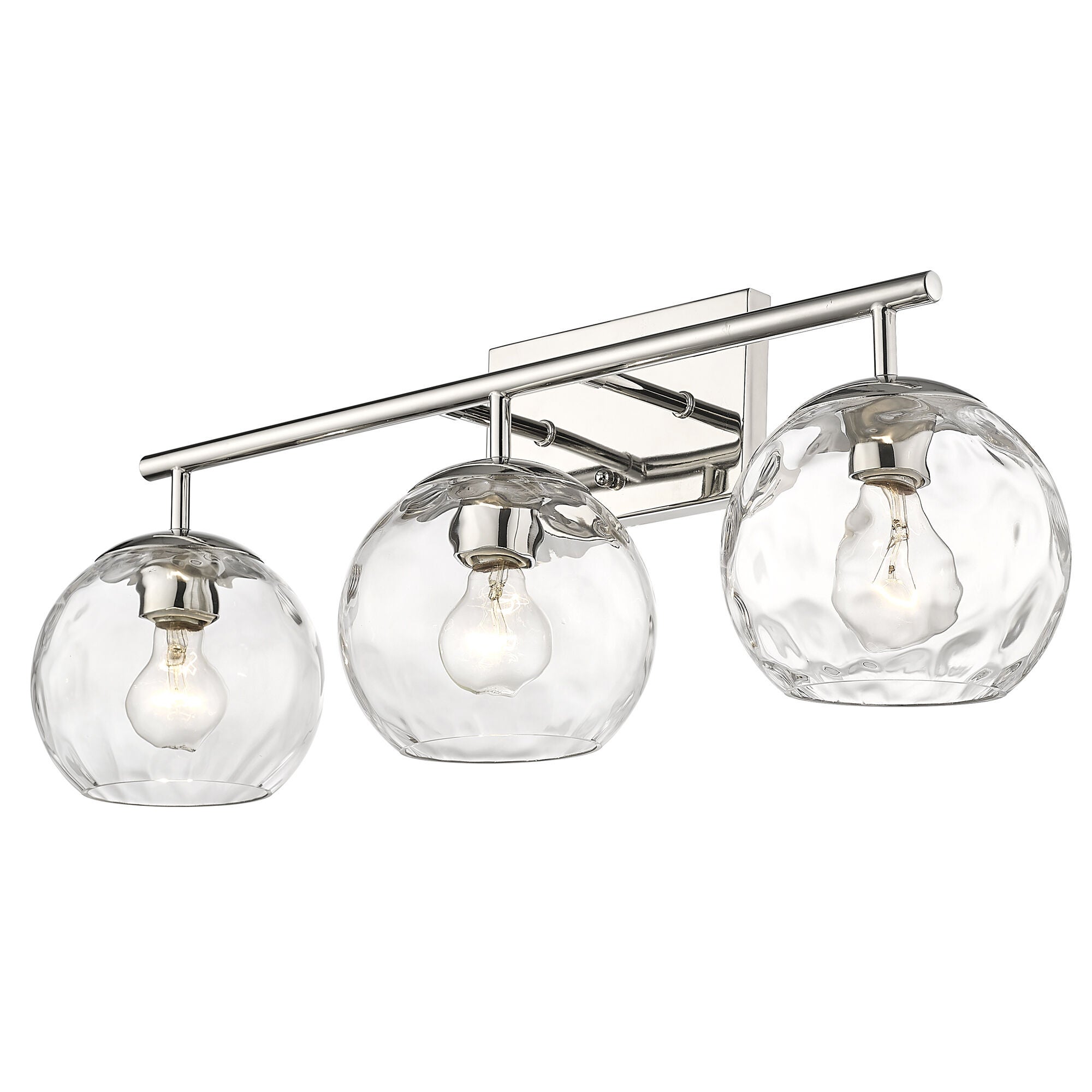 Shown in Polished Nickel finish and Rippled Water glass
