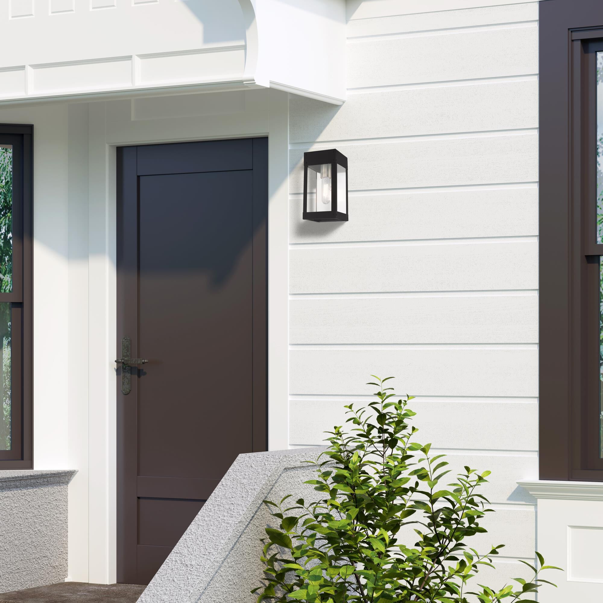 Shown in Black finish and Clear glass