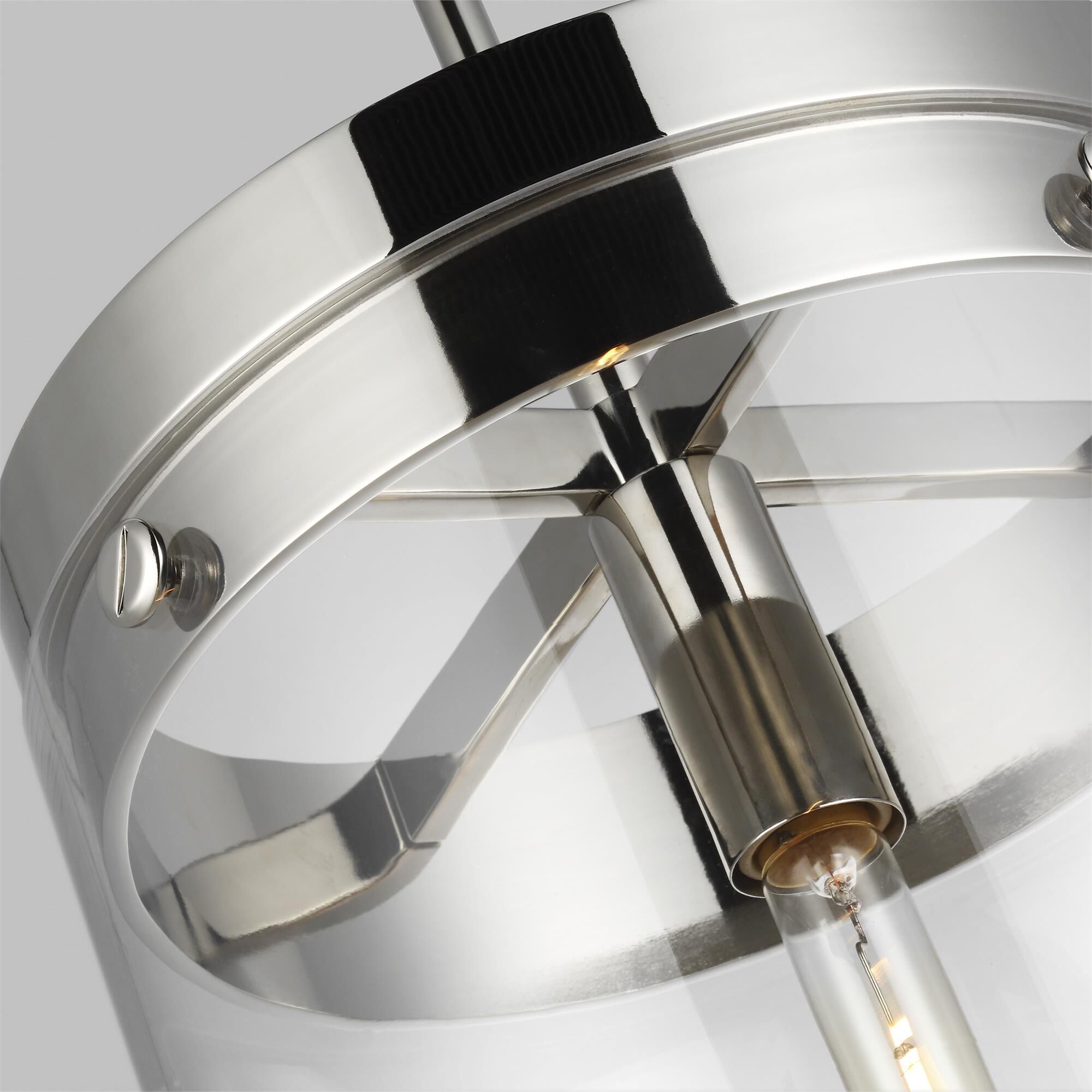 Shown in Polished Nickel finish and Clear glass