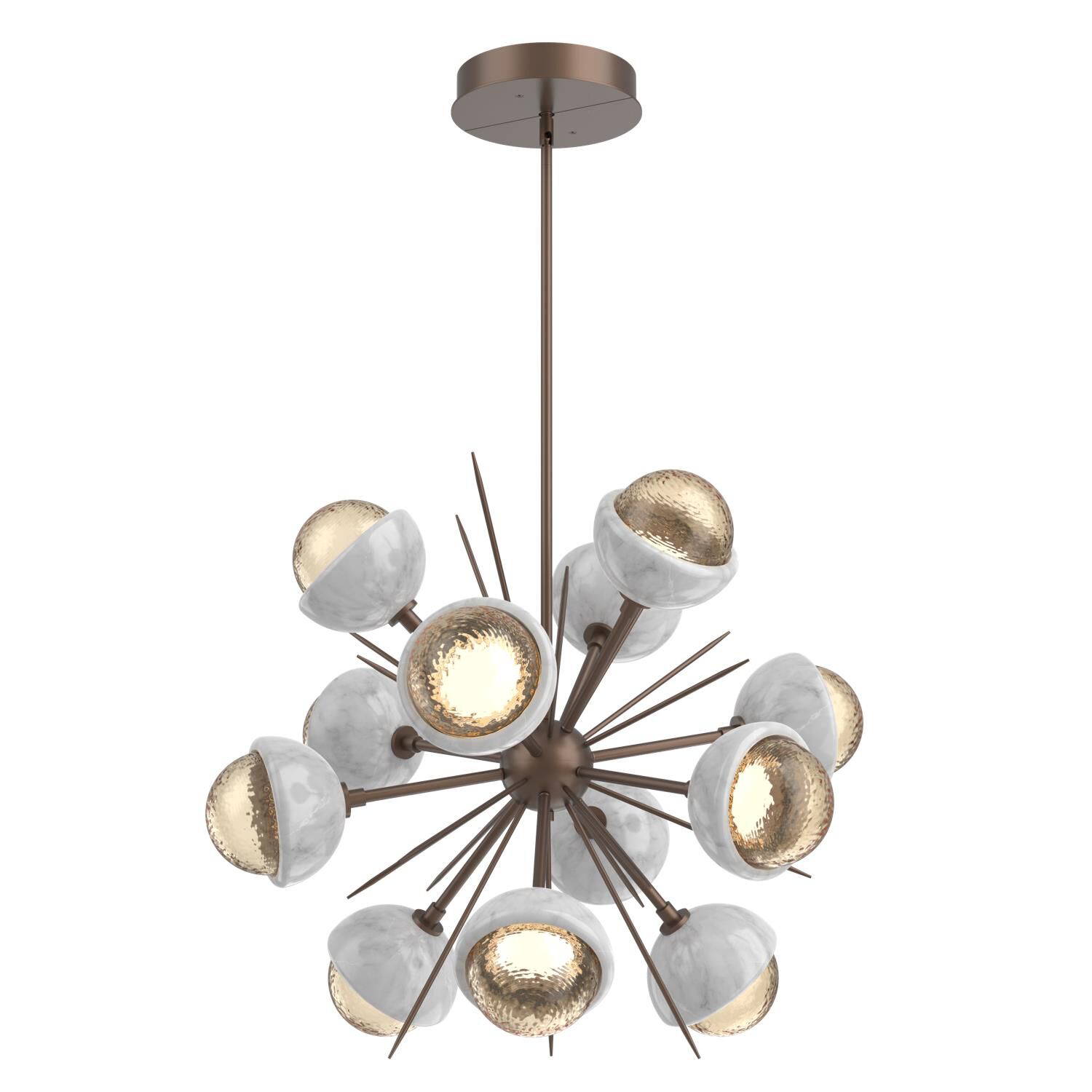 Shown in Burnished Bronze finish and Amber glass and White Marble accent