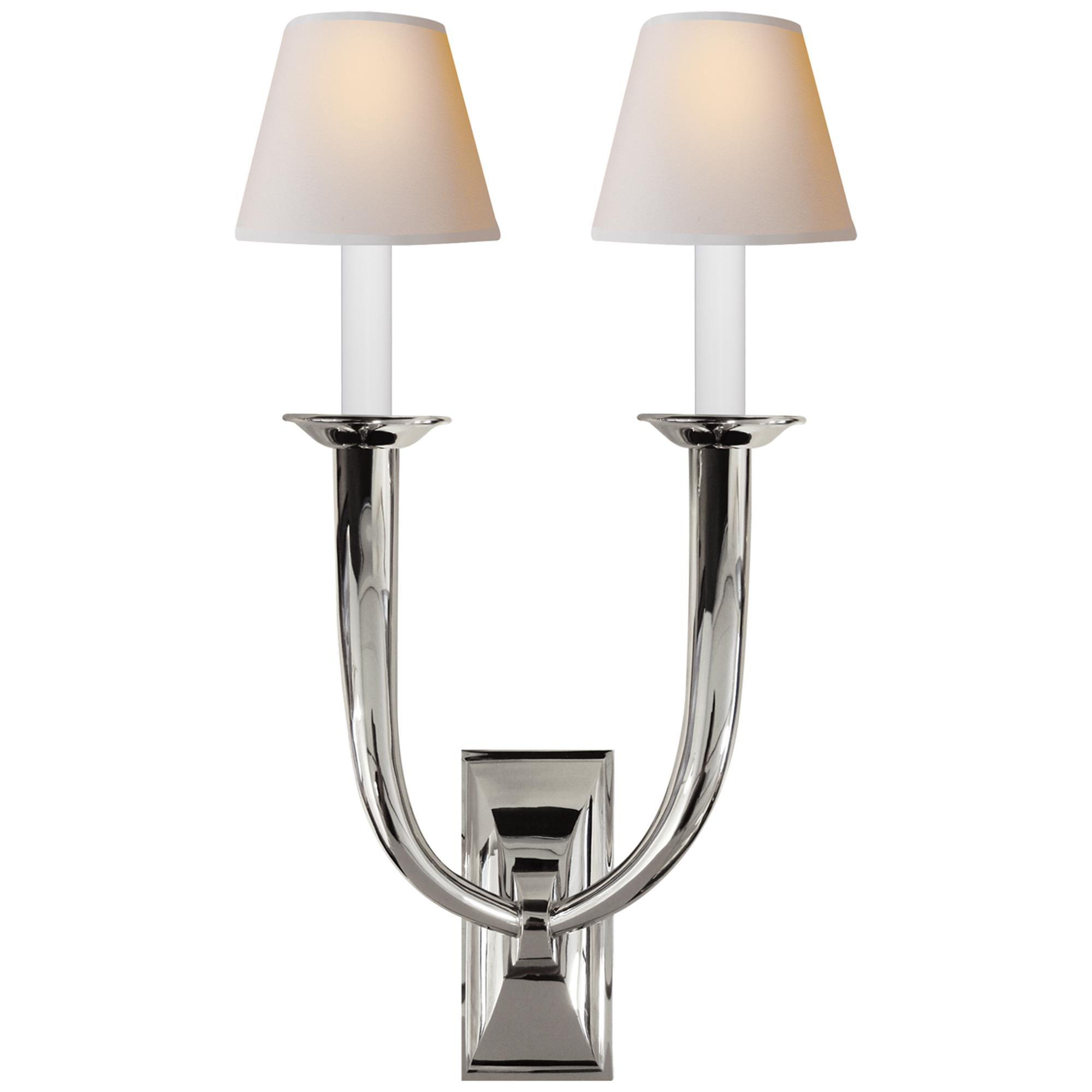 Shown in Polished Nickel finish and Natural Paper shade