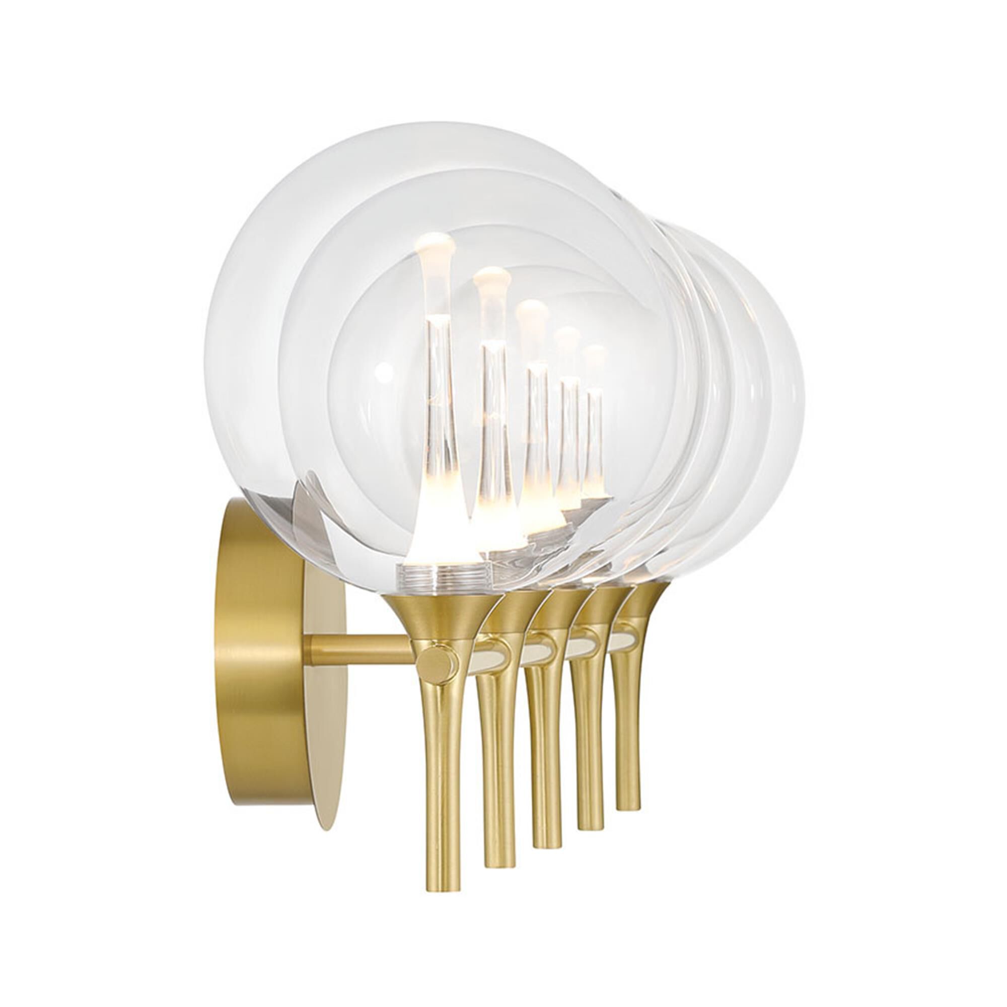 Shown in Gold finish and Clear glass