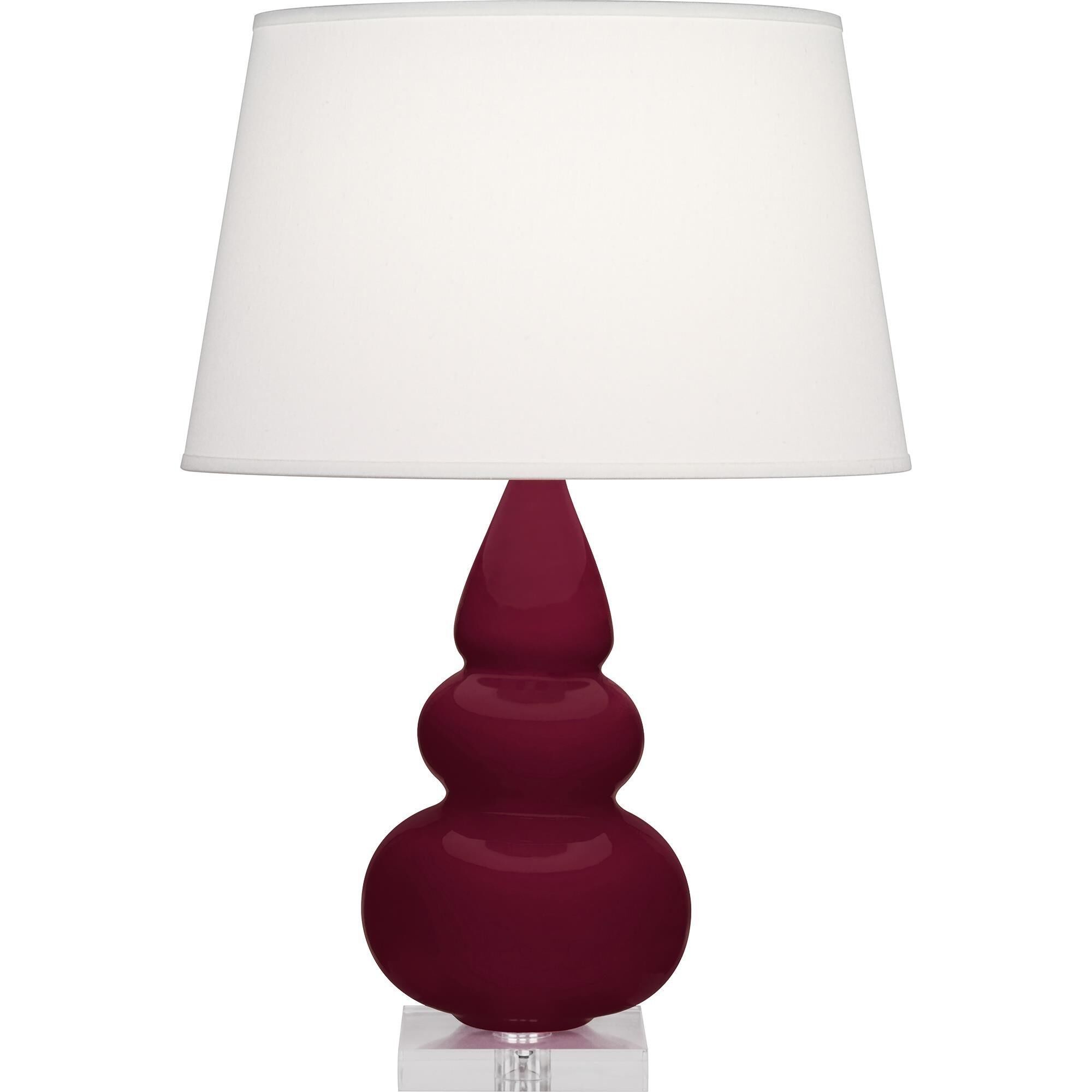 Shown in Sugar Plum finish and Pearl Dupioni shade