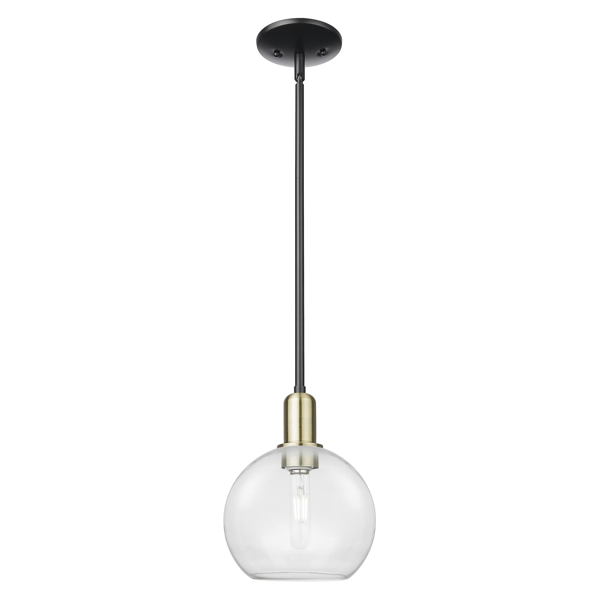 Shown in Black Antique Brass finish and Clear glass