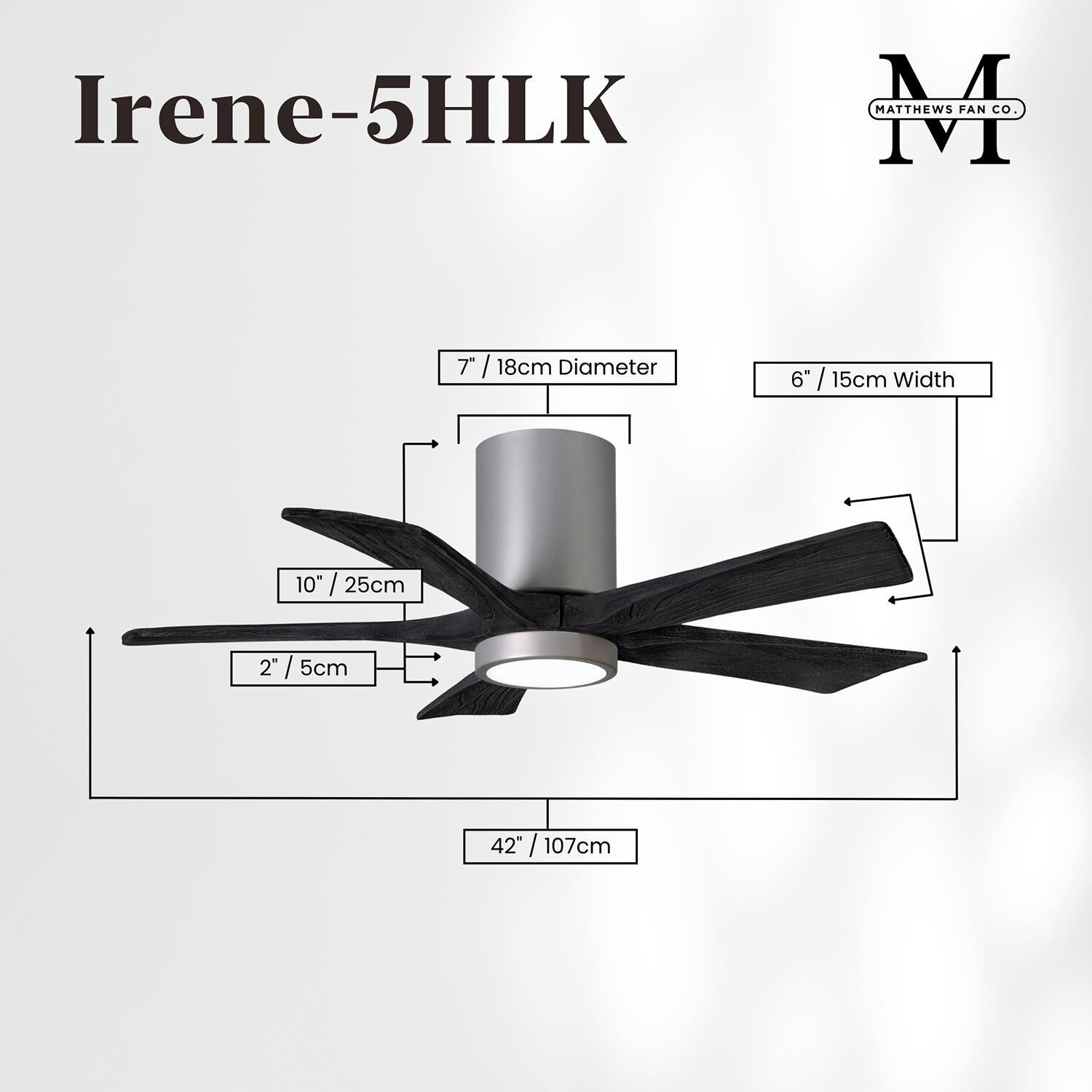 Irene 42 Inch Flush Mount Fan with Light Kit by Matthews Fan Company