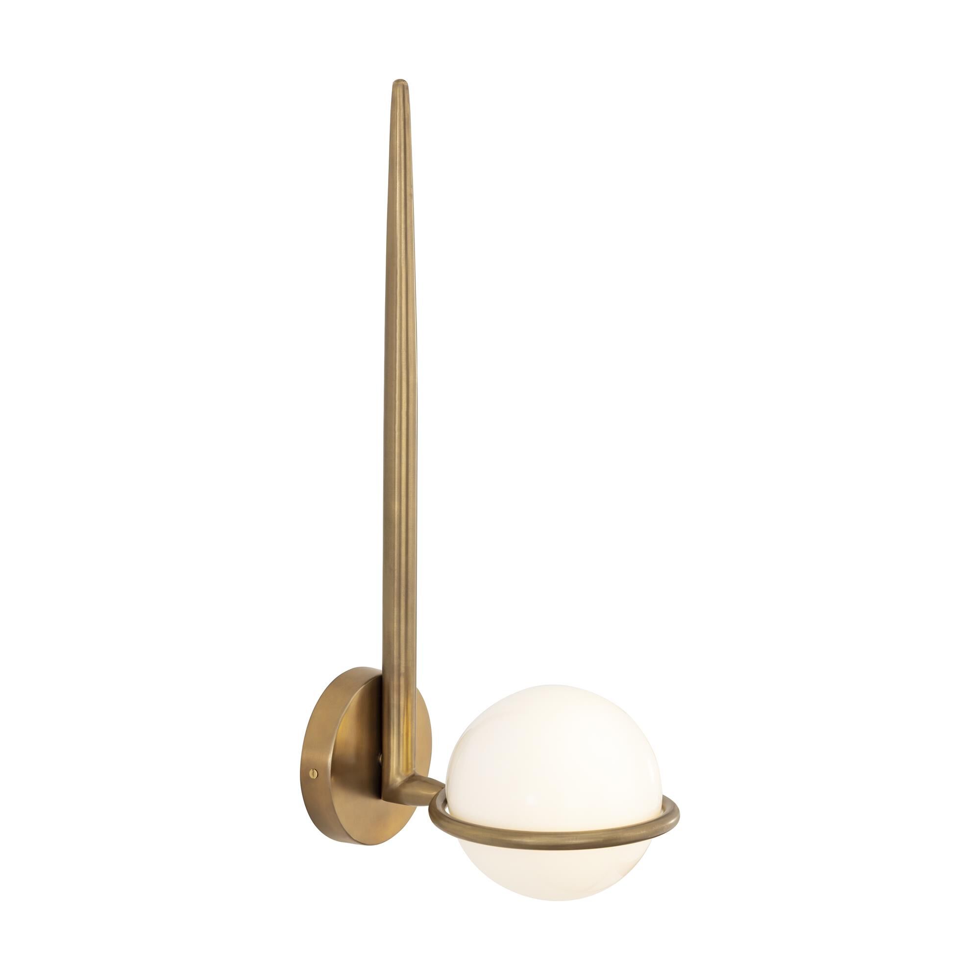 Shown in Legacy Brass finish and Opal glass