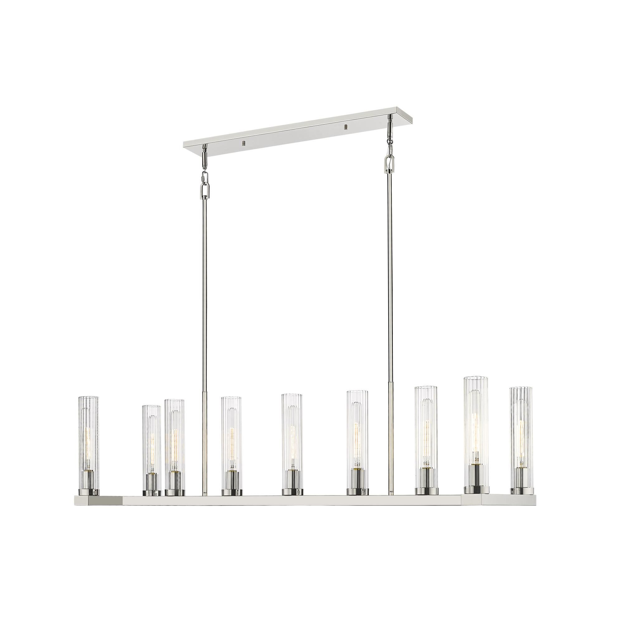 Shown in Polished Nickel finish and Glass shade