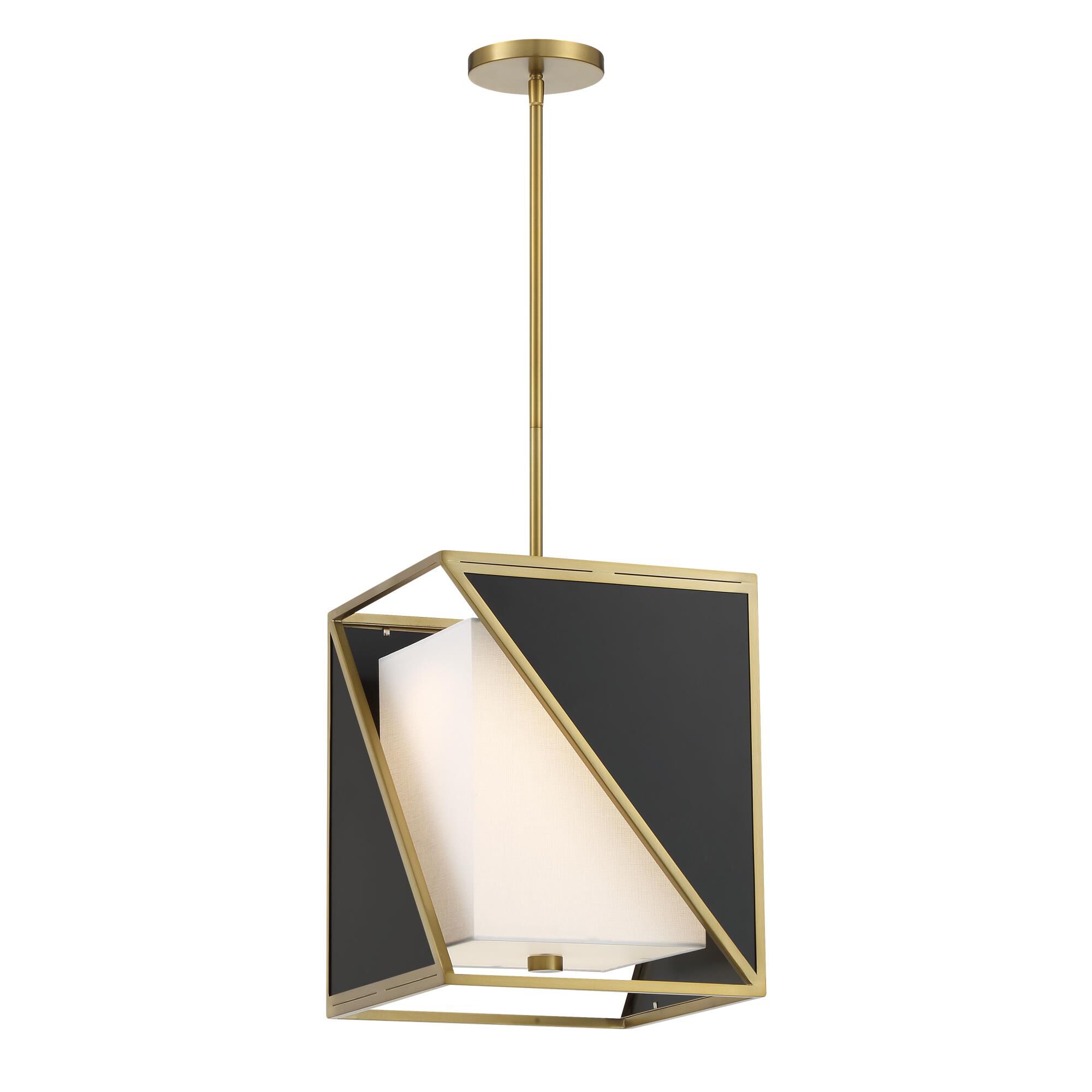 Shown in Coal and Soft Brass finish and White Linen shade