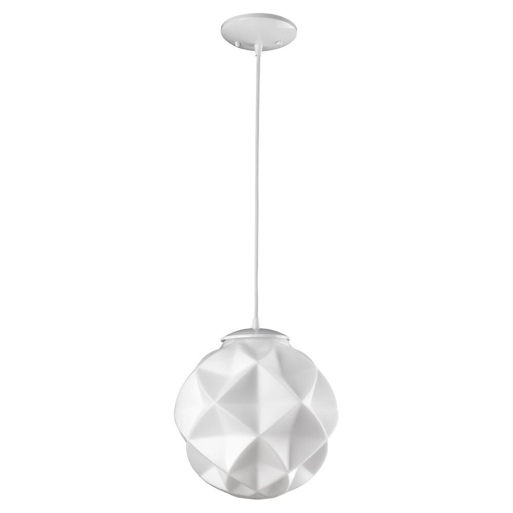 Shown in White finish and White glass and White Abstract Glass Globe shade
