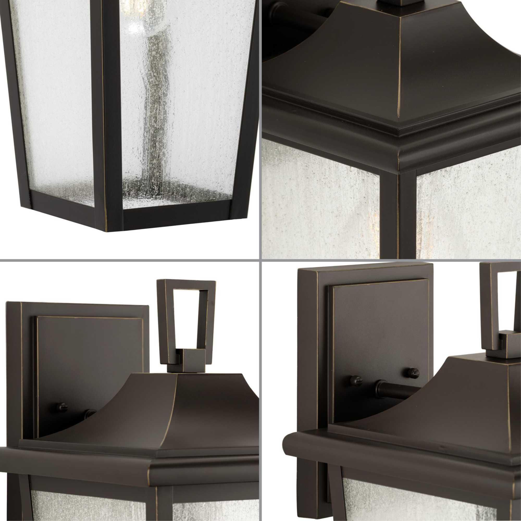 Shown in Antique Bronze finish and Clear Seeded glass