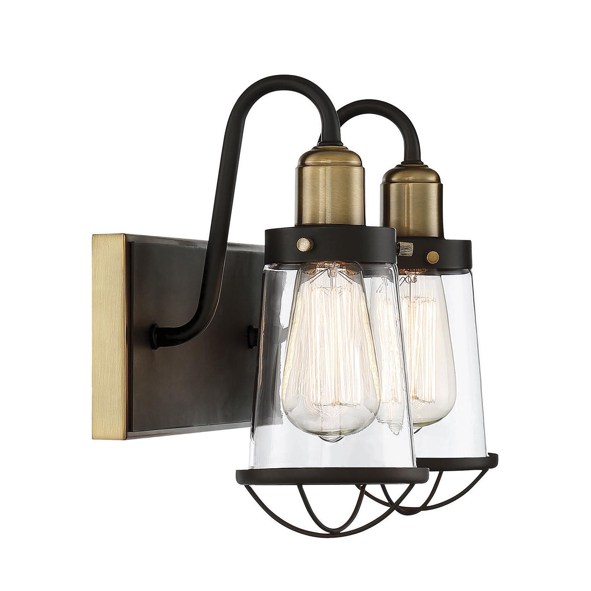 Shown in English Bronze & Warm Brass finish and Clear glass