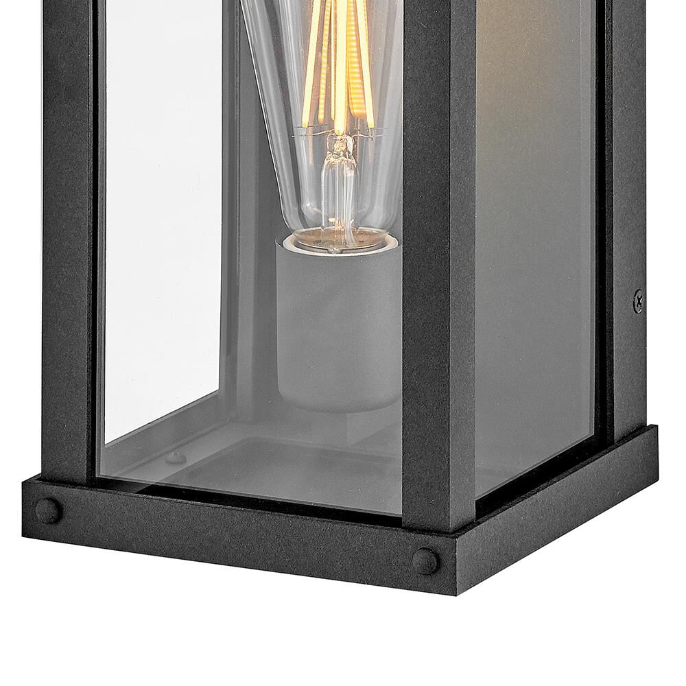 Shown in Aged Zinc finish and Clear glass