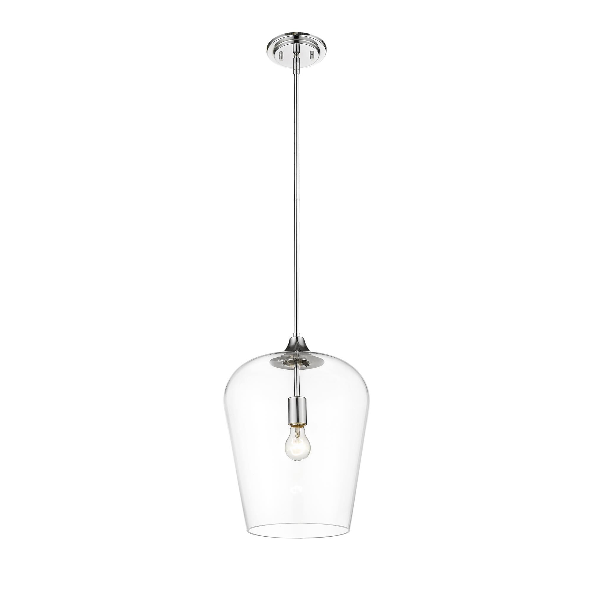 Shown in Chrome finish and Glass shade