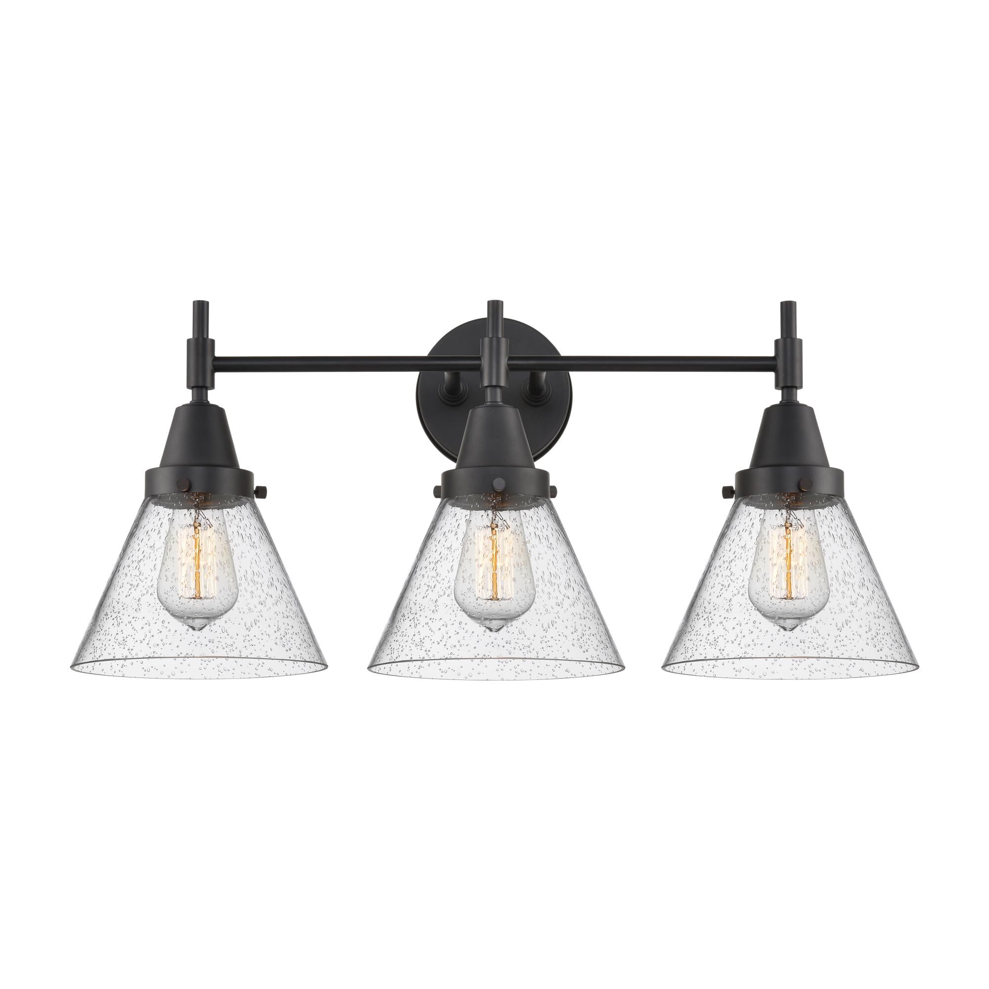 Shown in Matte Black finish and Seedy Large Cone glass