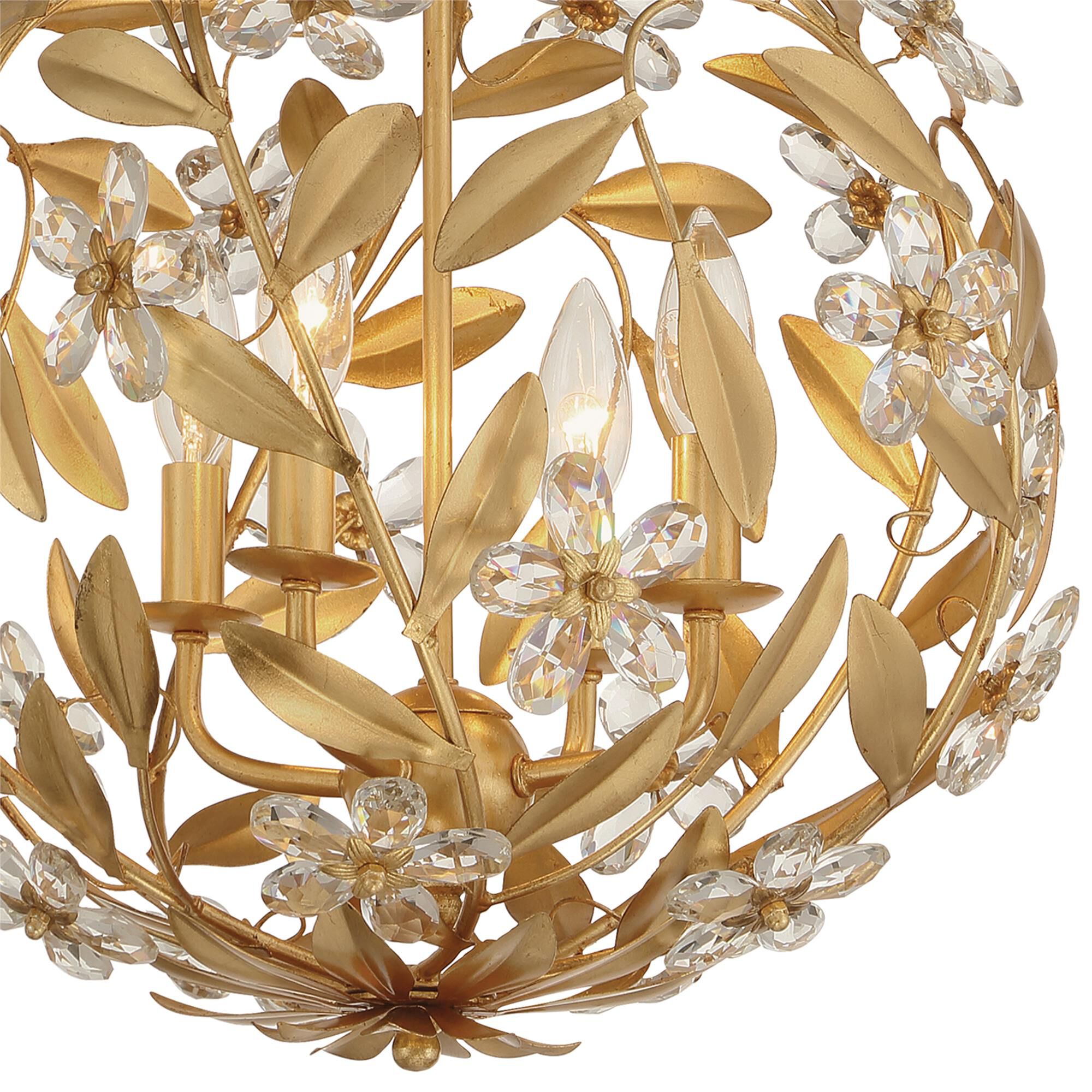 Shown in Antique Gold finish and Hand Cut crystal