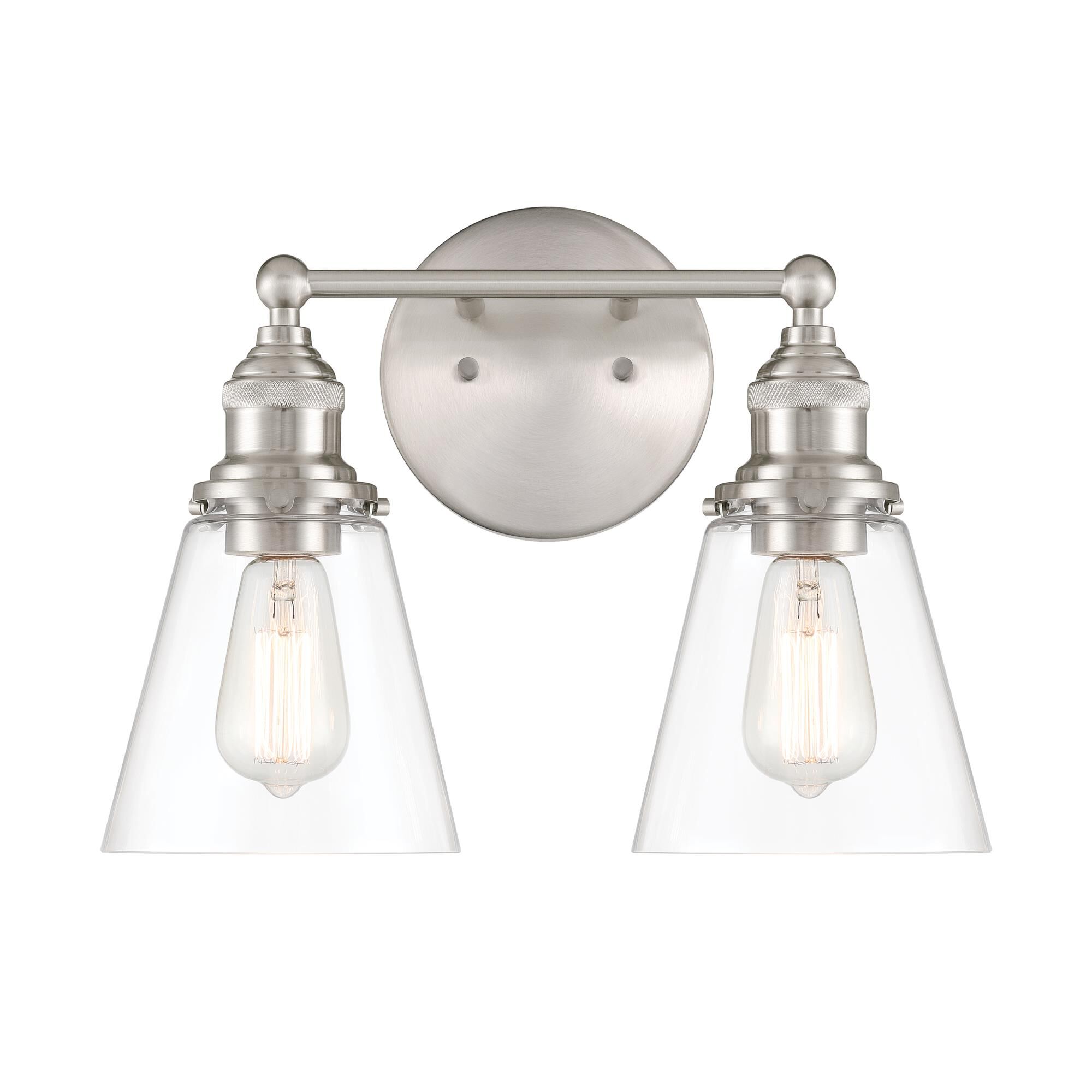 Shown in Brushed Nickel finish and Clear glass