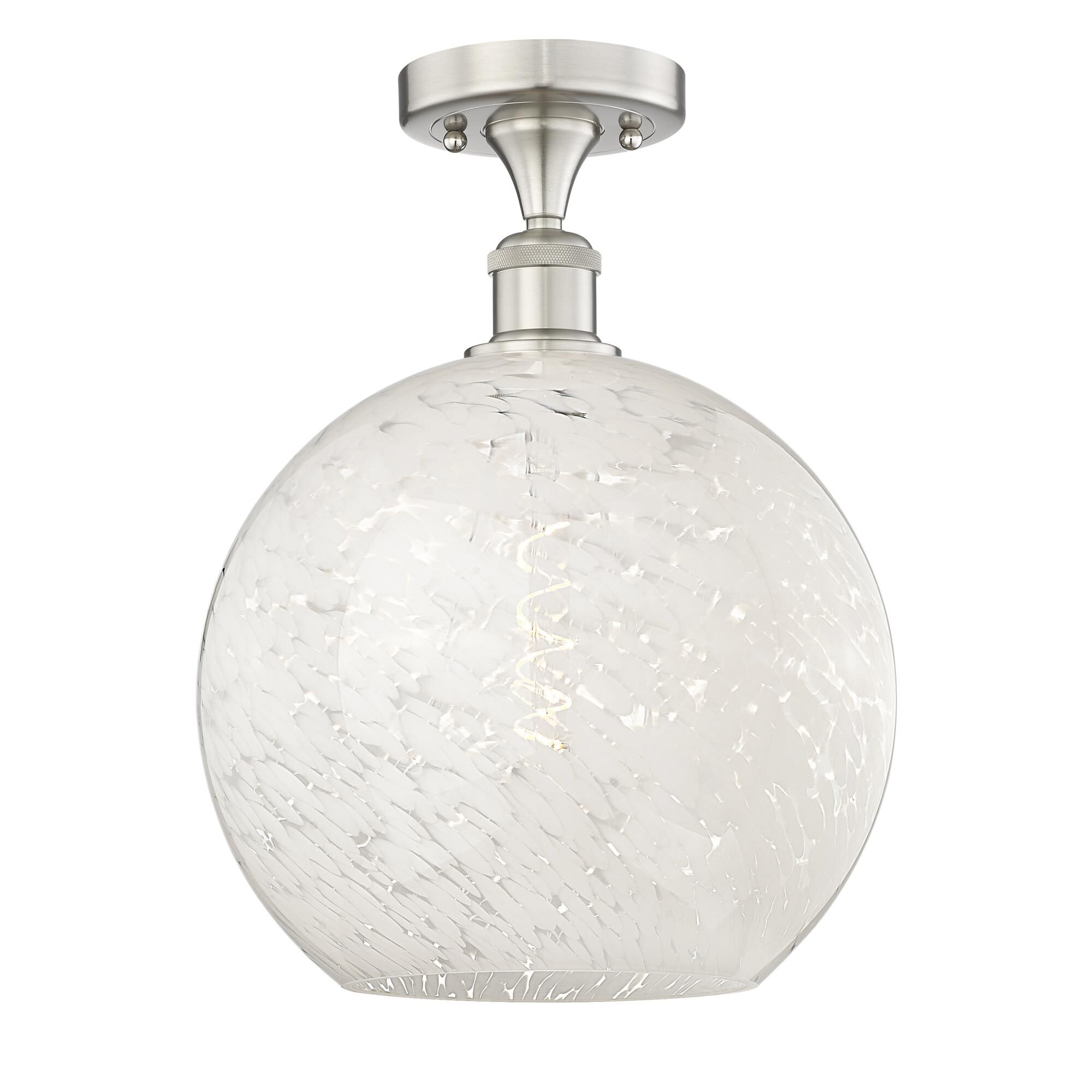 Shown in Brushed Satin Nickel finish and White Mouchette glass