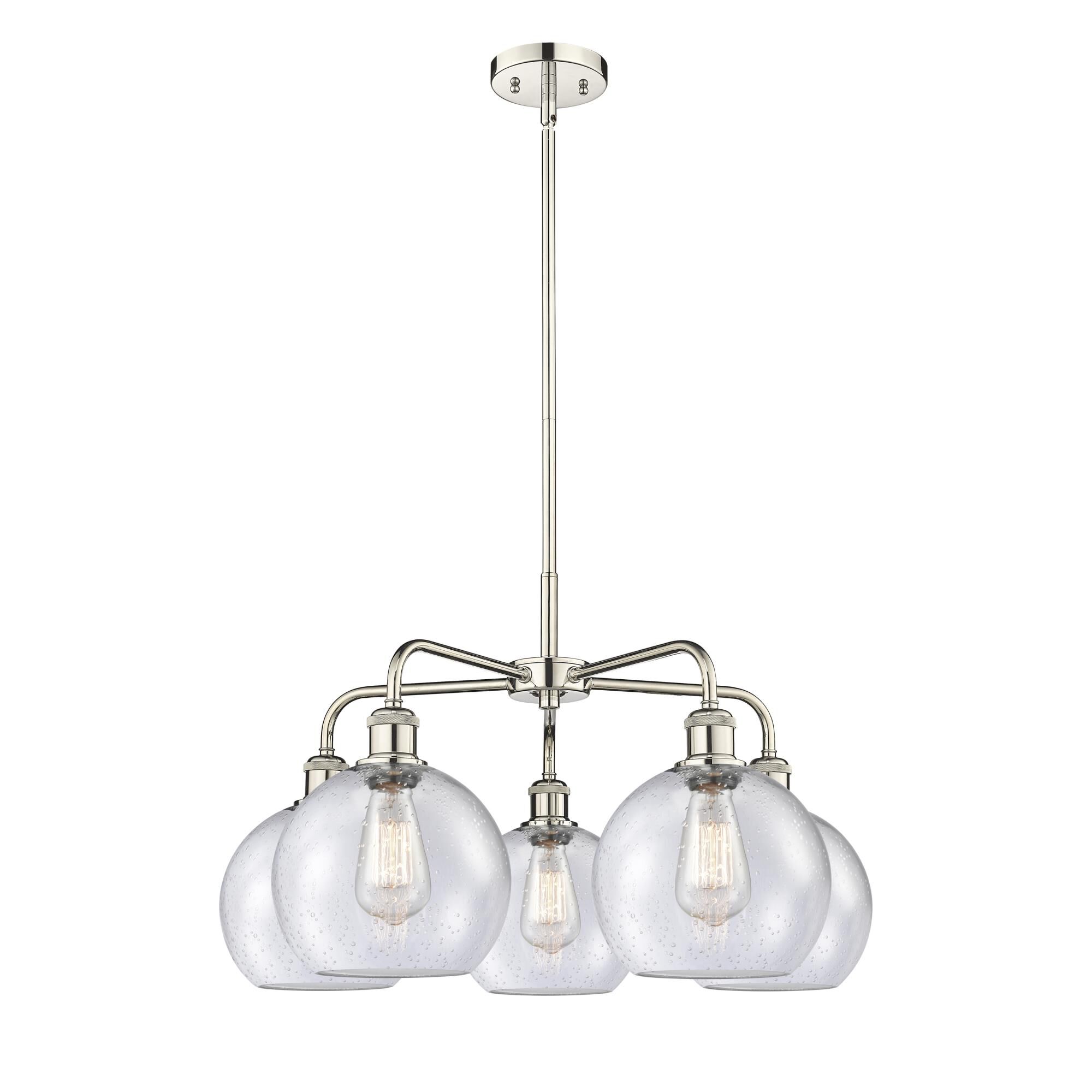 Shown in Polished Nickel finish and Seedy glass