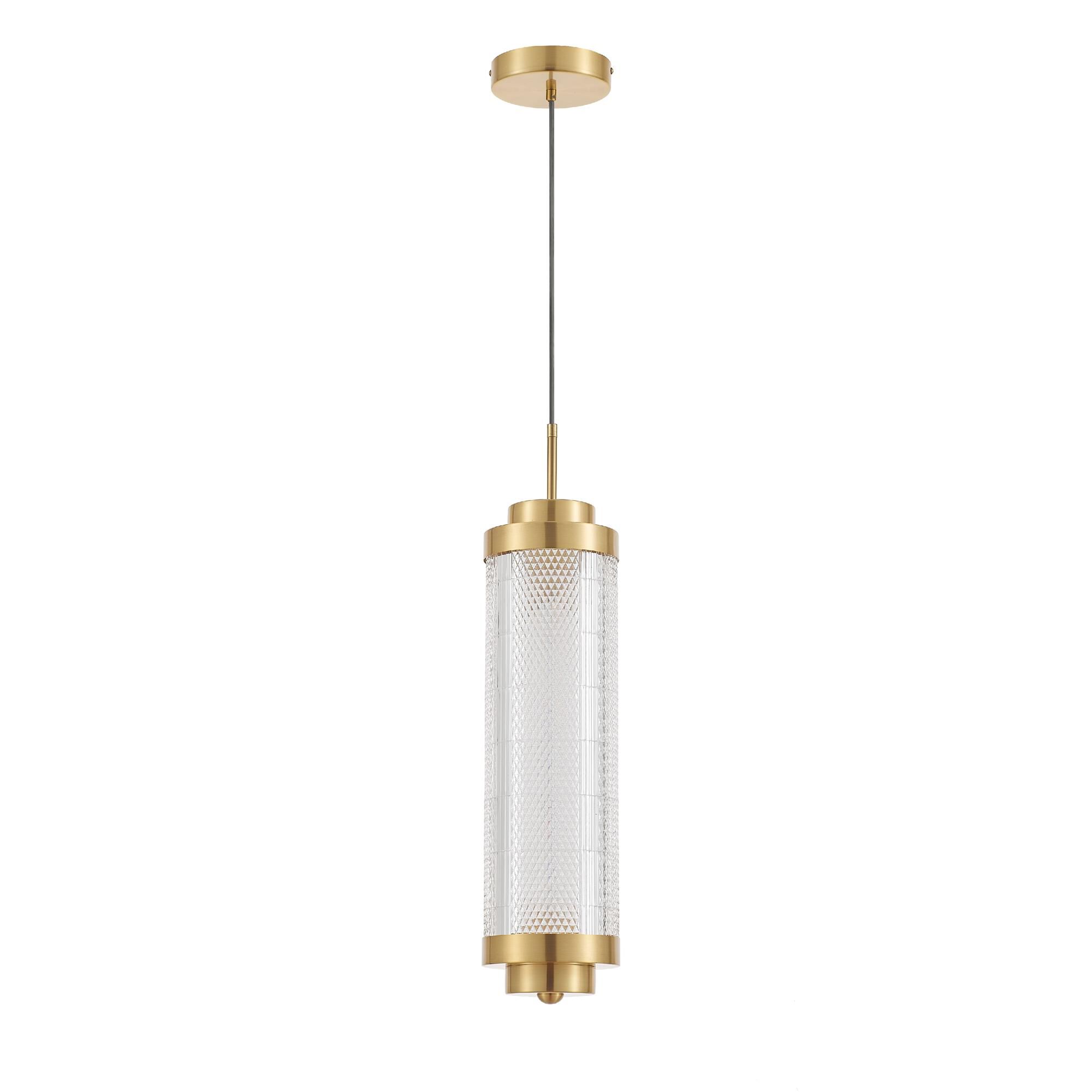 Shown in Aged Brass finish and Clear shade