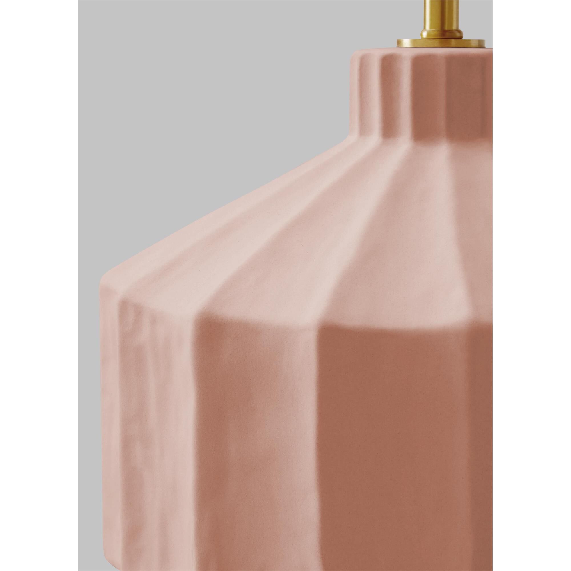 Shown in Dusty Rose finish and White Linen Fabric shade