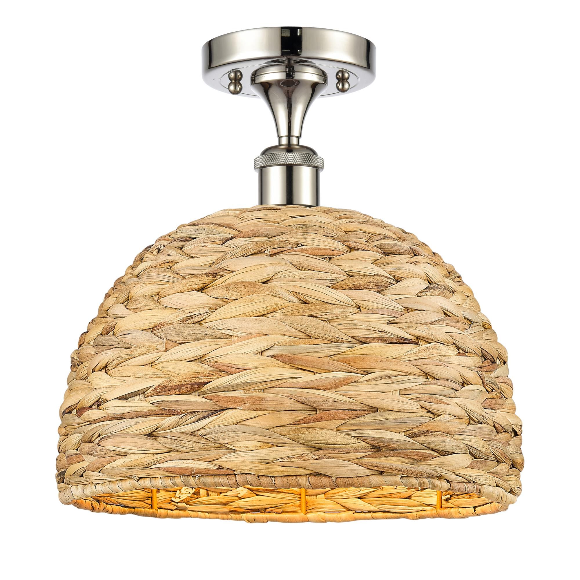 Bruno Marashlian Woven Rattan 12 Inch Semi Flush Mount by Innovations Lighting