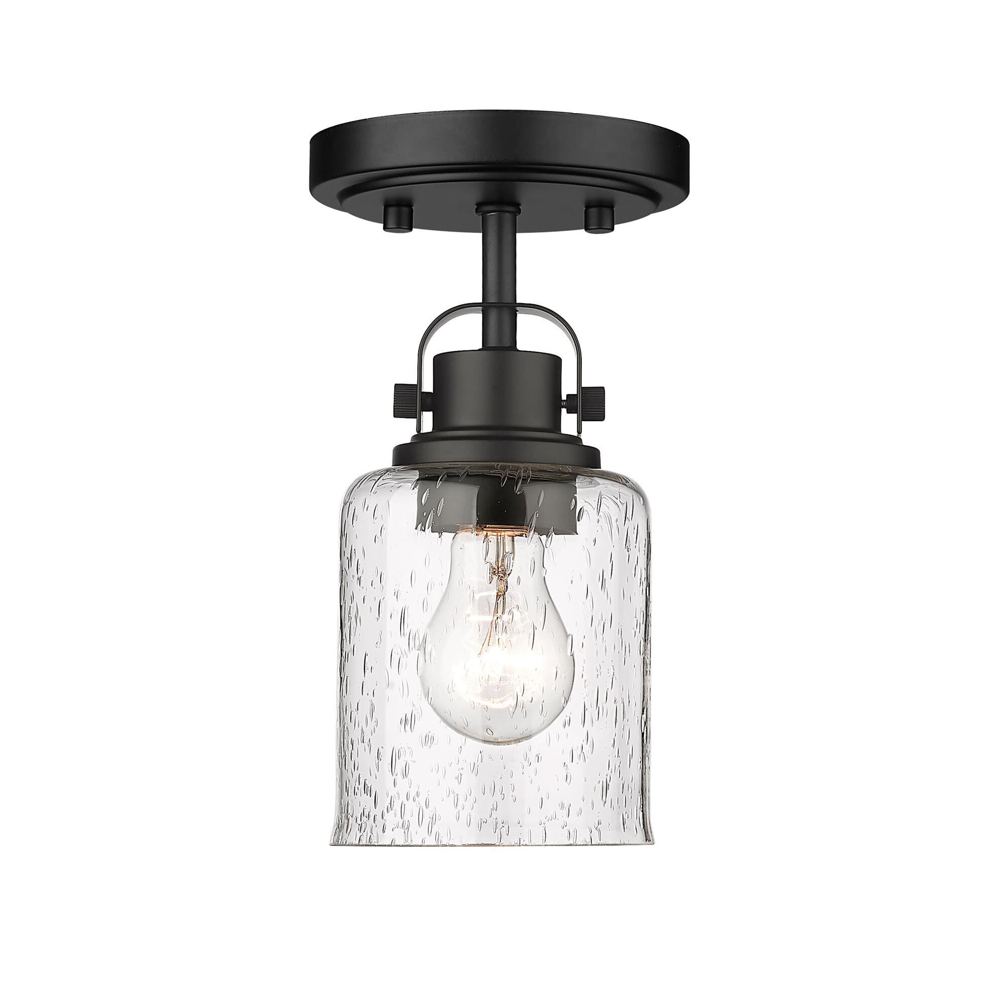 Shown in Matte Black finish and Glass shade