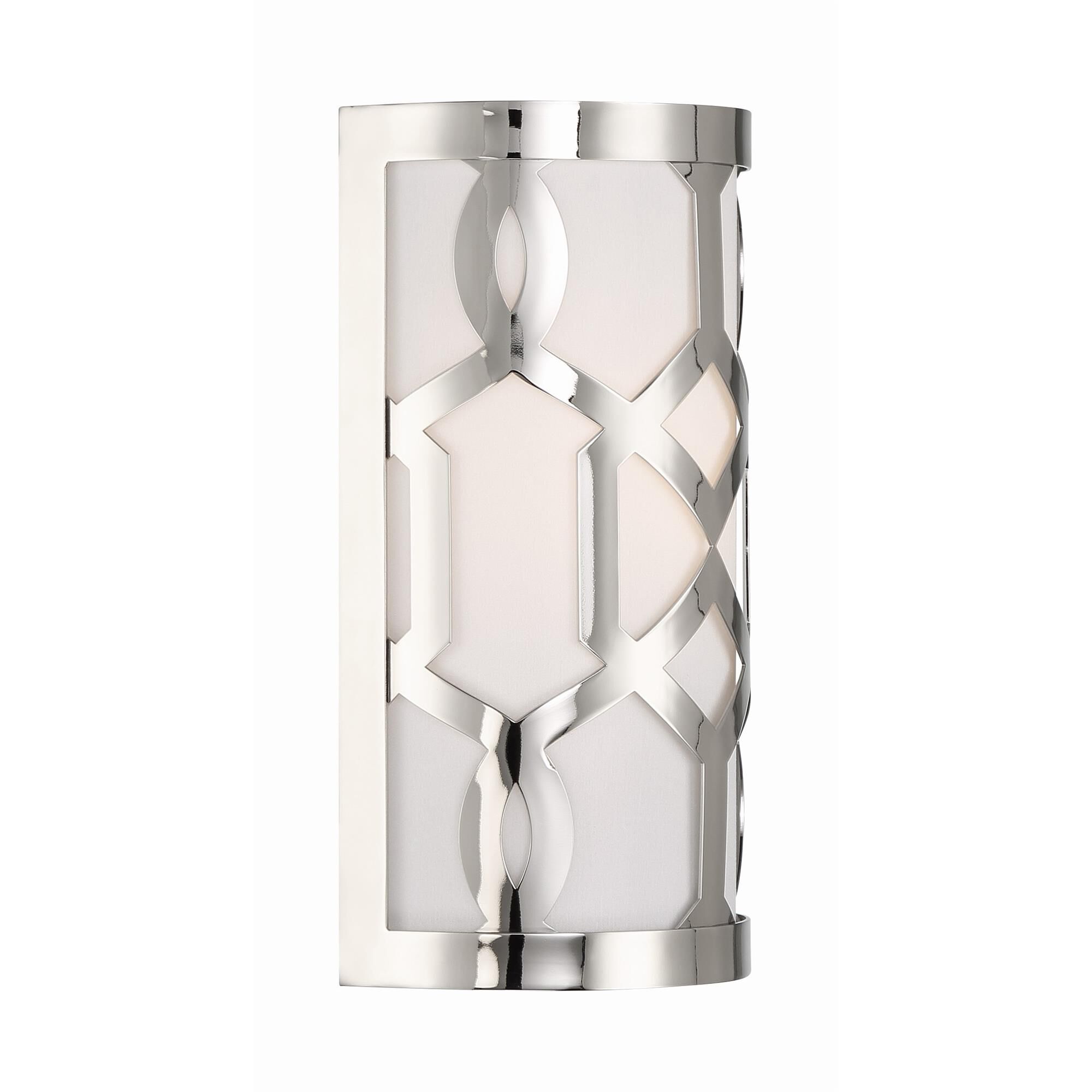 Shown in Polished Nickel finish and Silk glass and White shade