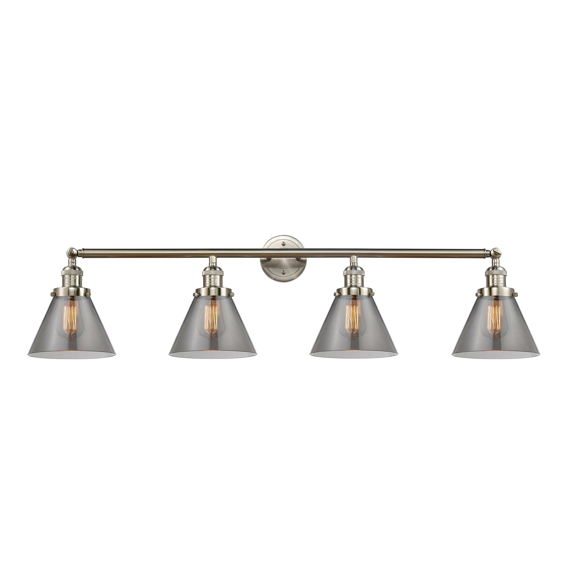 Shown in Brushed Satin Nickel finish and Smoked glass