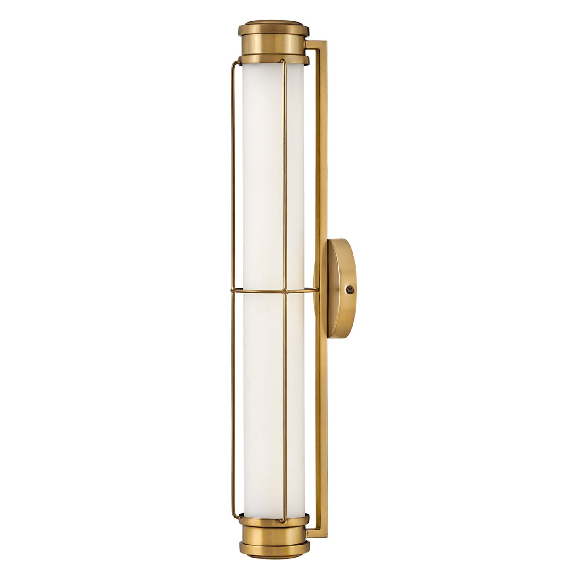 Shown in Heritage Brass finish and Etched Opal glass