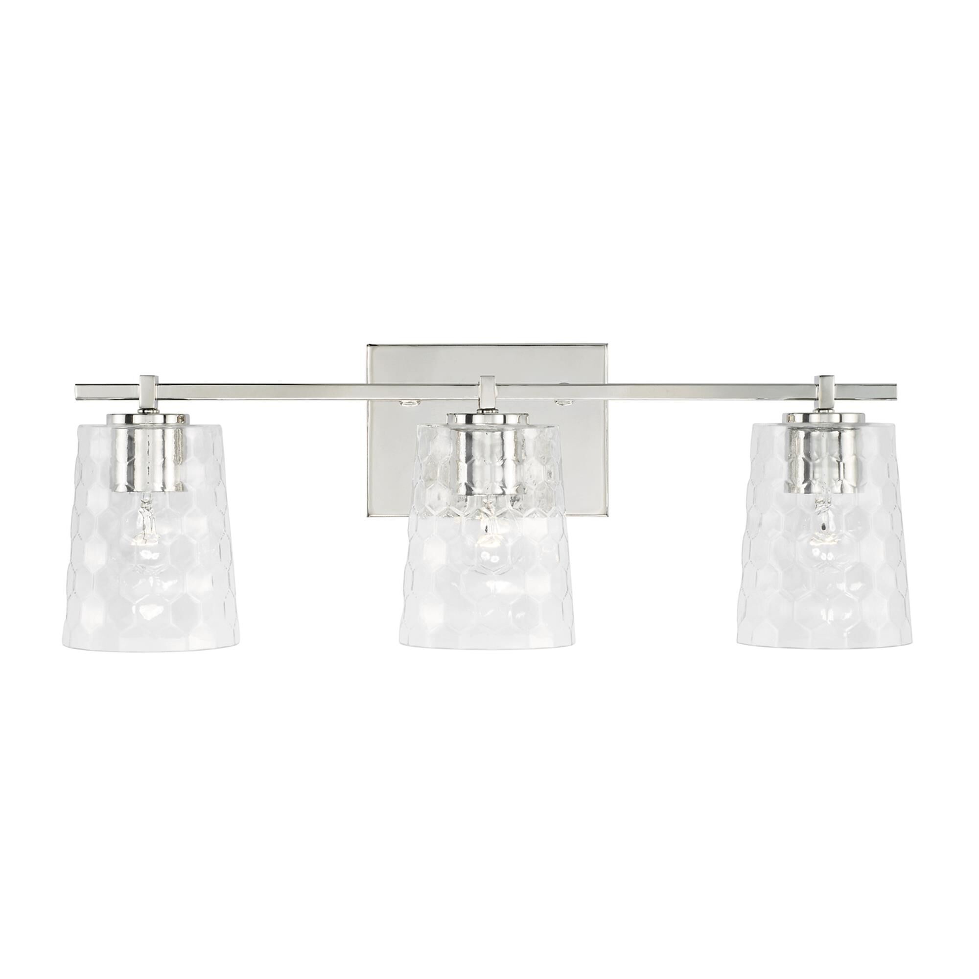 Shown in Polished Nickel finish and Clear Honeycomb glass