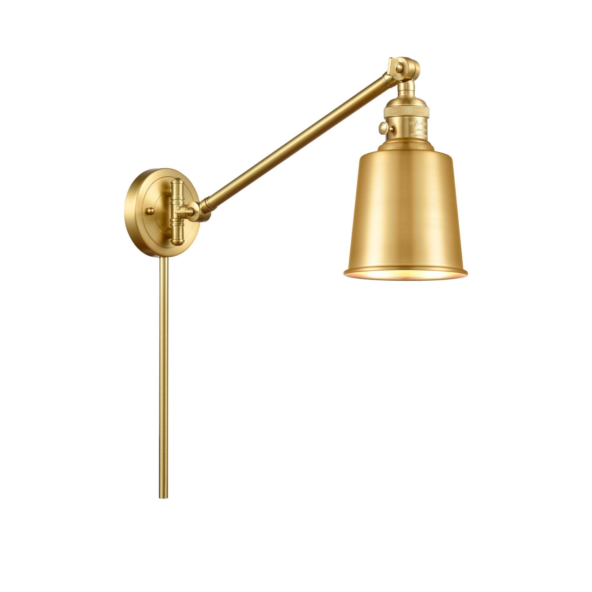 Shown in Satin Gold finish and Satin Gold Addison shade