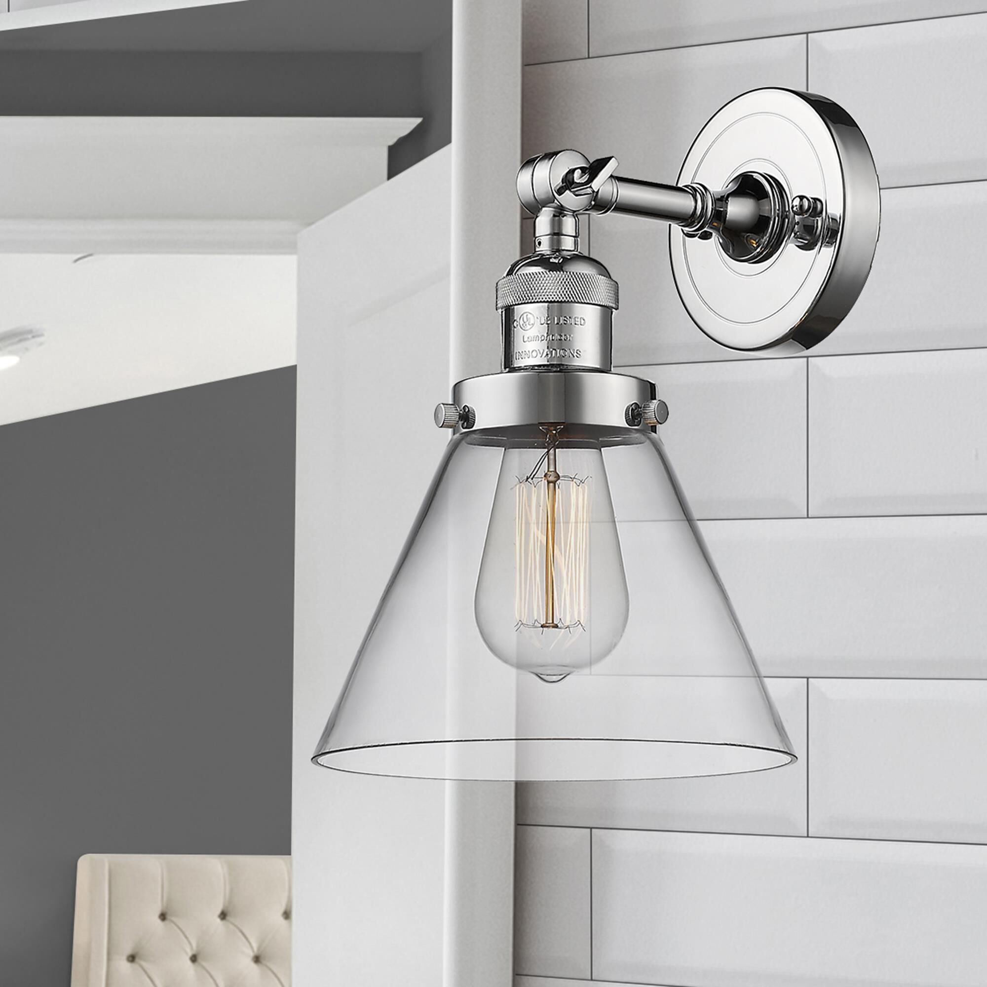 Shown in Polished Chrome finish and Clear glass
