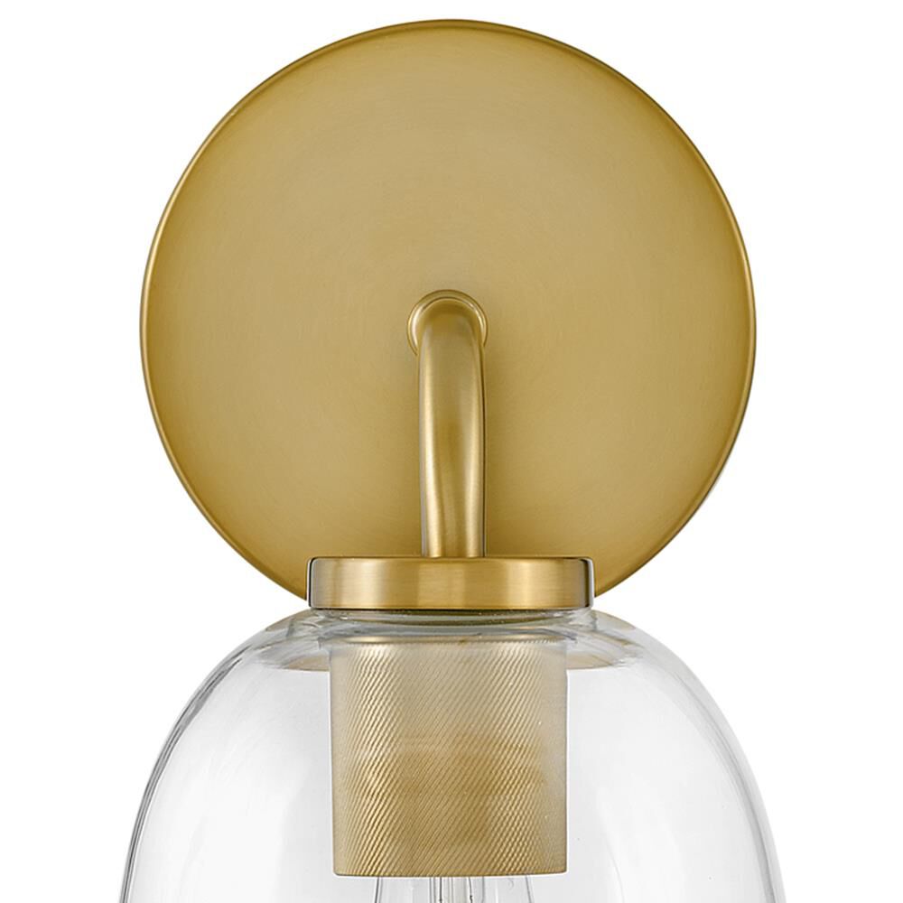 Shown in Lacquered Brass finish and Clear glass