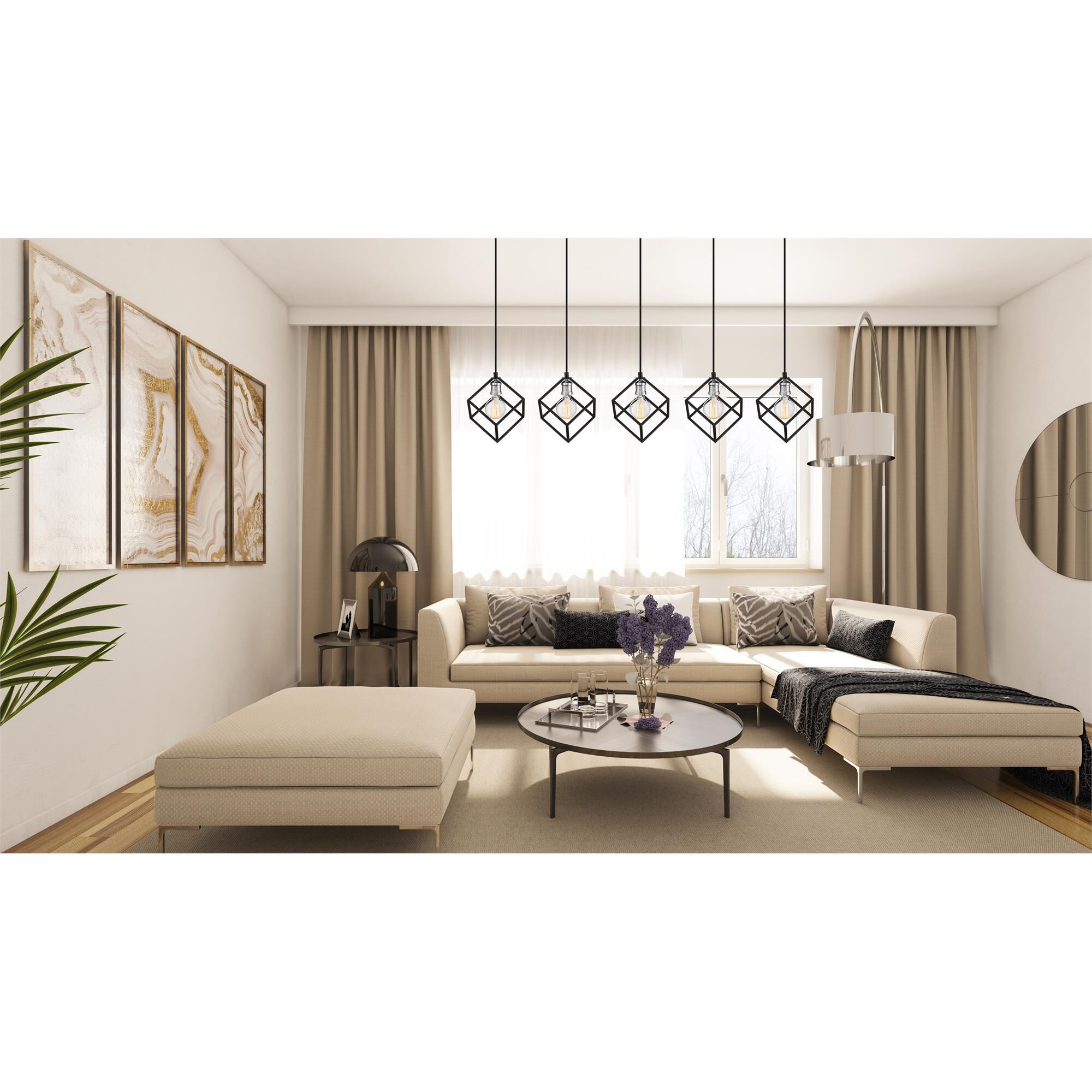 Shown in Matte Black + Brushed Nickel finish and --- glass and --- shade
