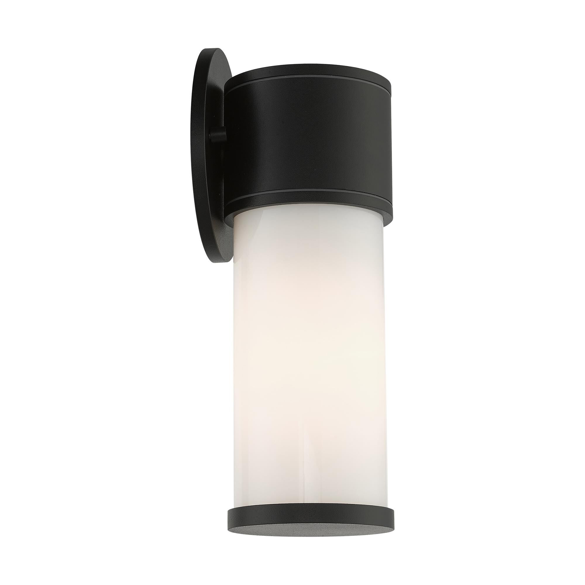 Shown in Textured Black finish and Satin Opal White glass