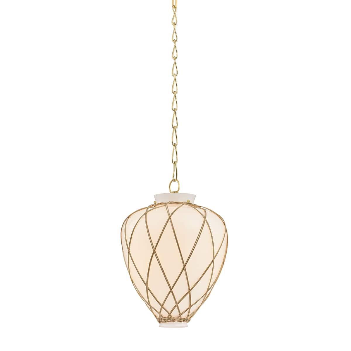 Shown in Aged Brass finish and Opal Glossy glass