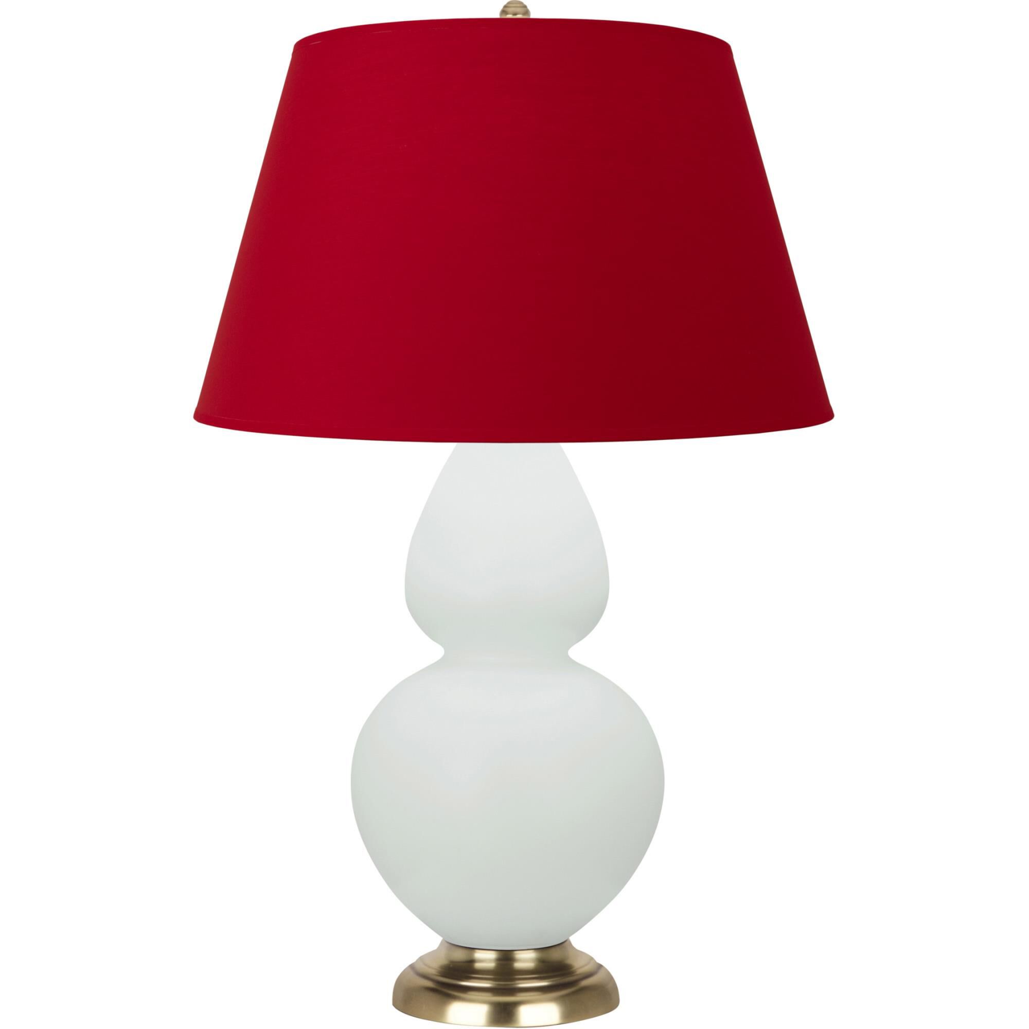 Shown in Matte Celadon finish and Black and Red shade and Antique Brass accent