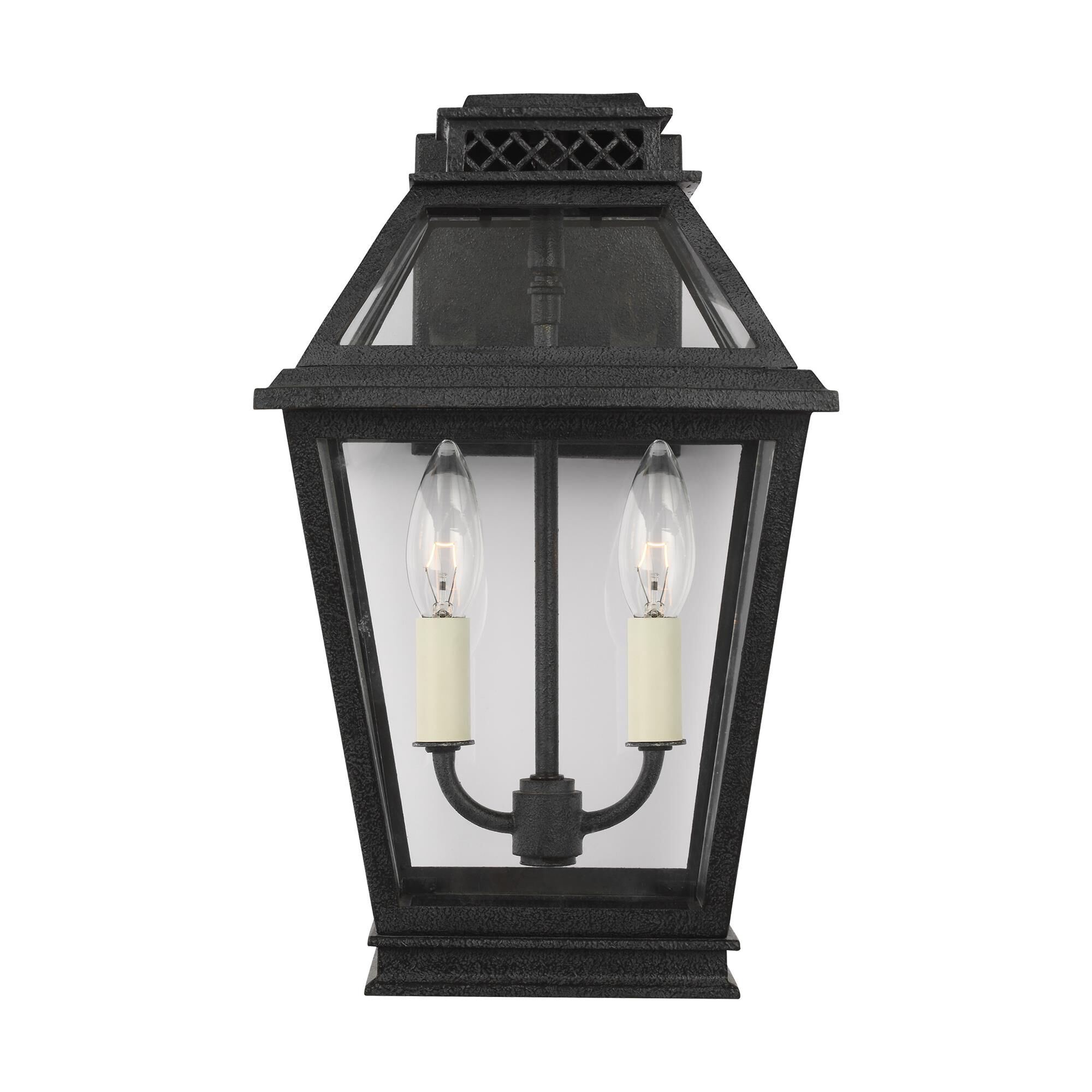Shown in Dark Weathered Zinc finish and Clear Panels glass