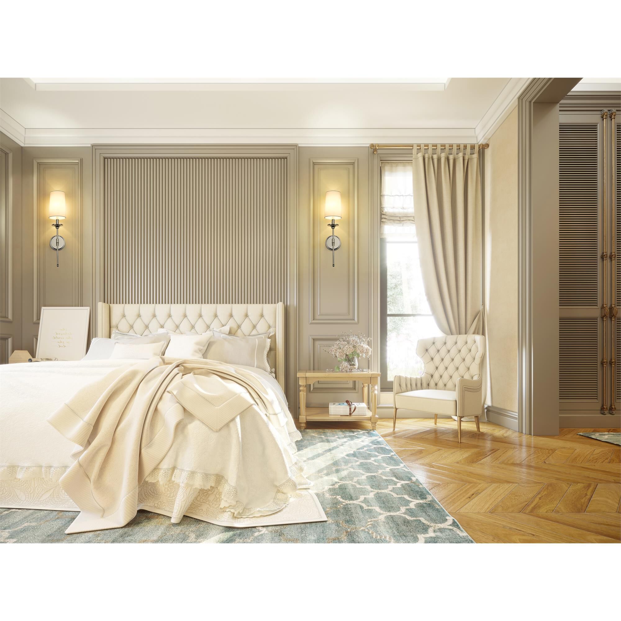 Shown in Polished Nickel finish and Cloth Cover shade