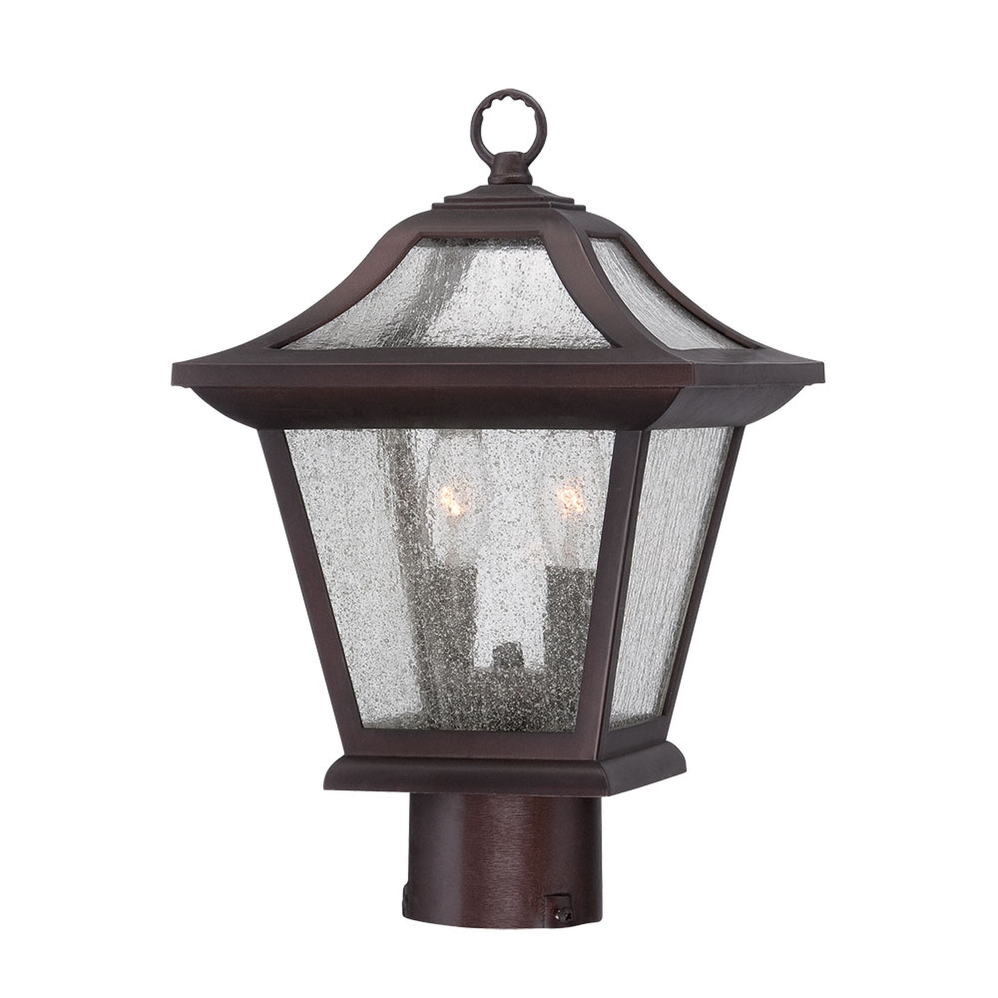 Shown in Architectural Bronze finish and Clear glass and Clear Seeded Glass Panes shade