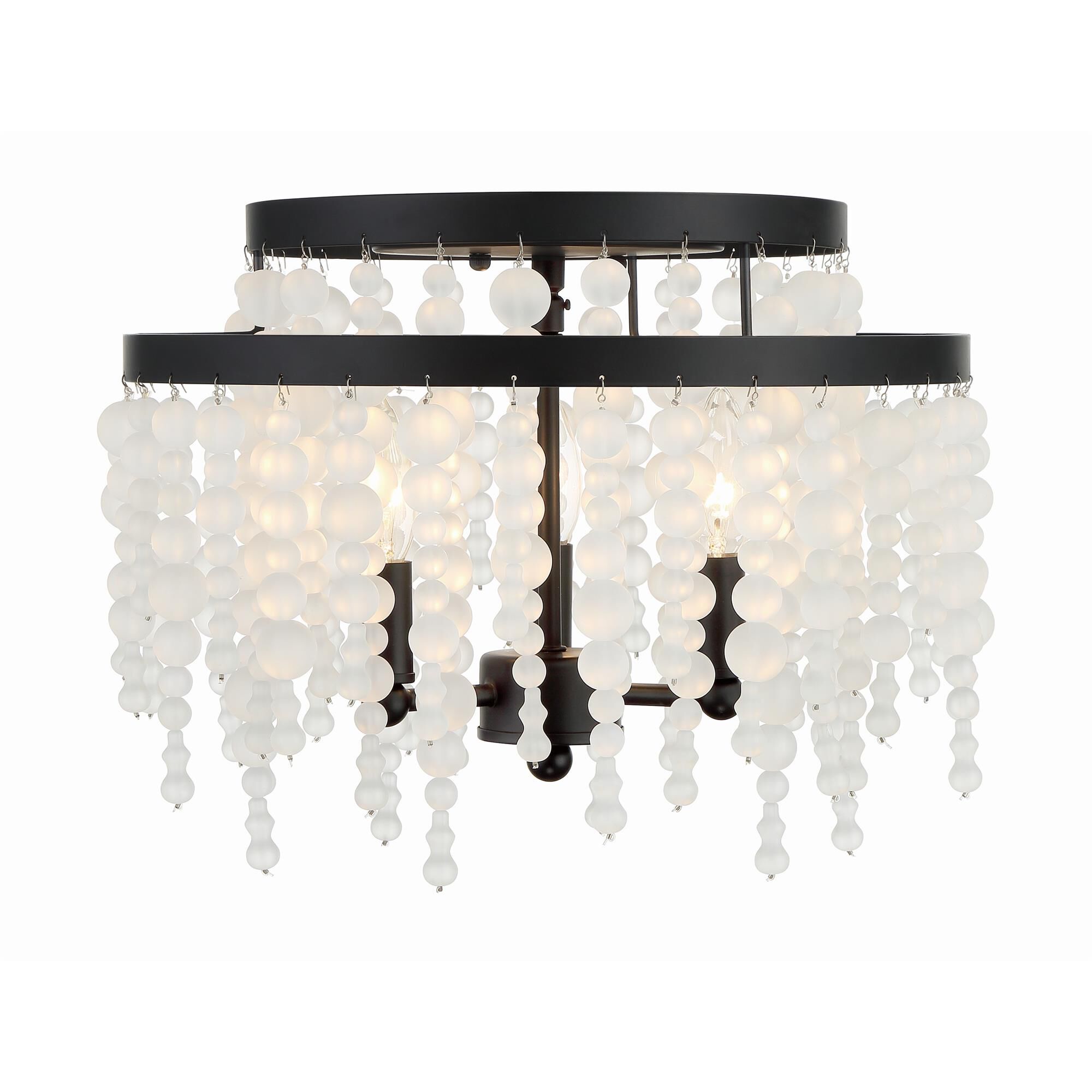 Shown in Matte Black finish and Frosted Glass Beads crystal