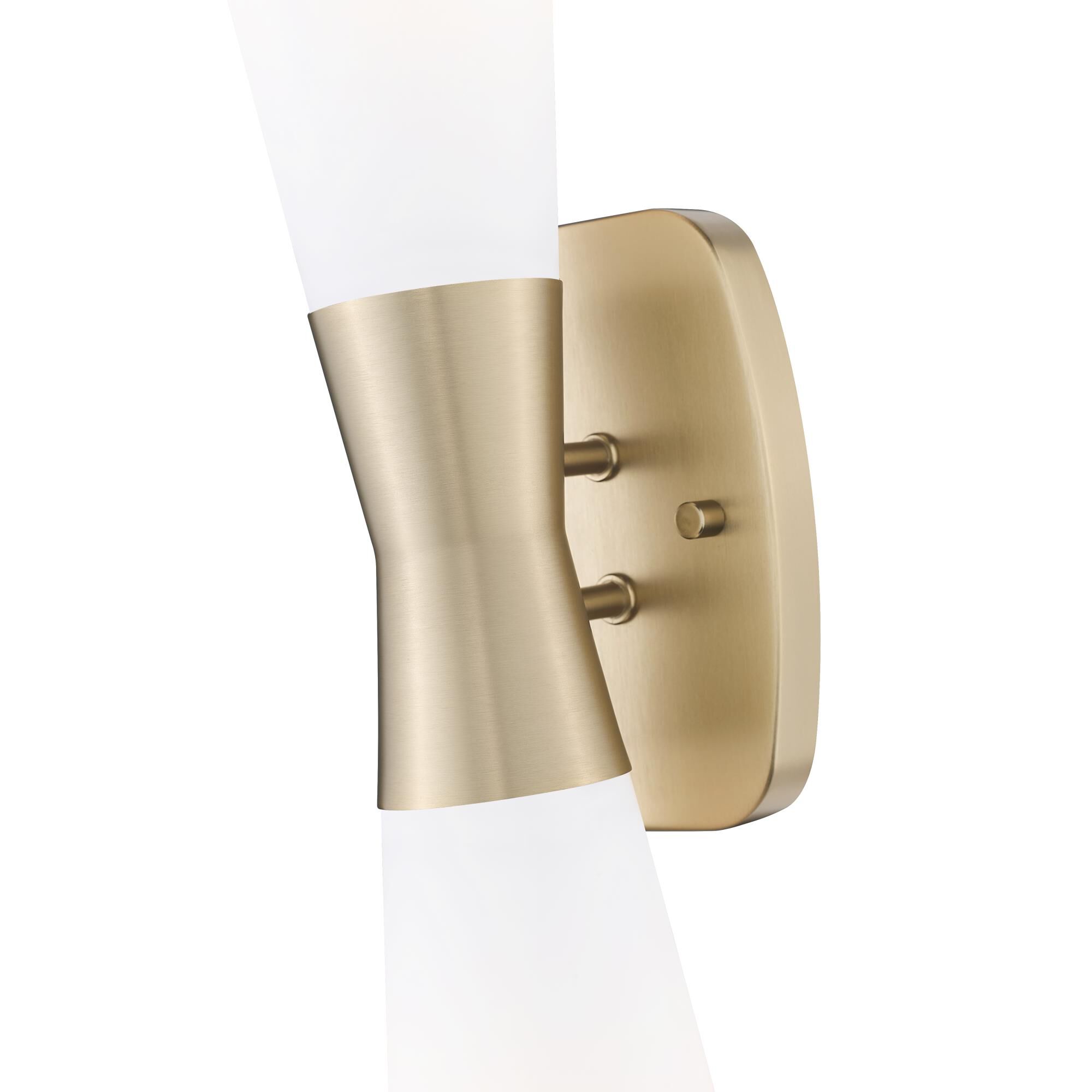 Shown in Modern Gold finish and White Opal glass