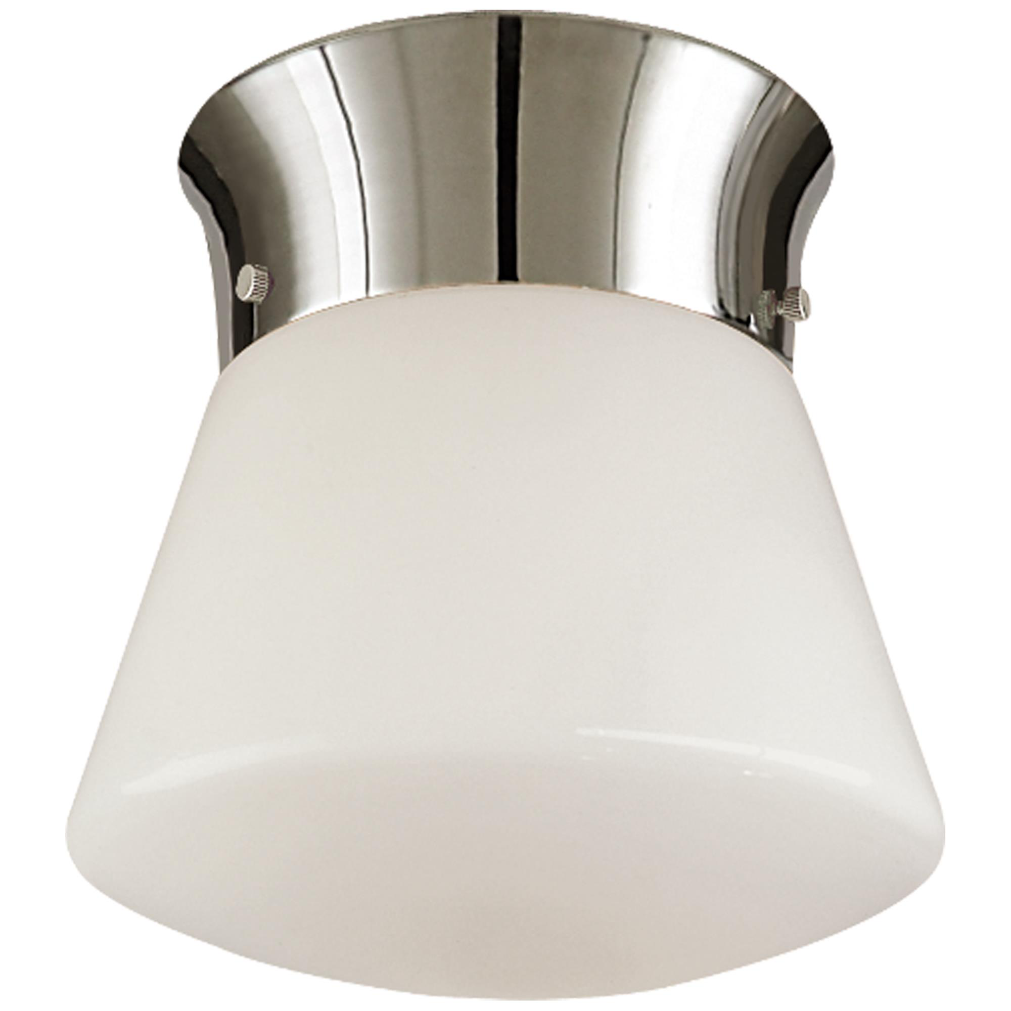 Shown in Polished Nickel finish and White glass