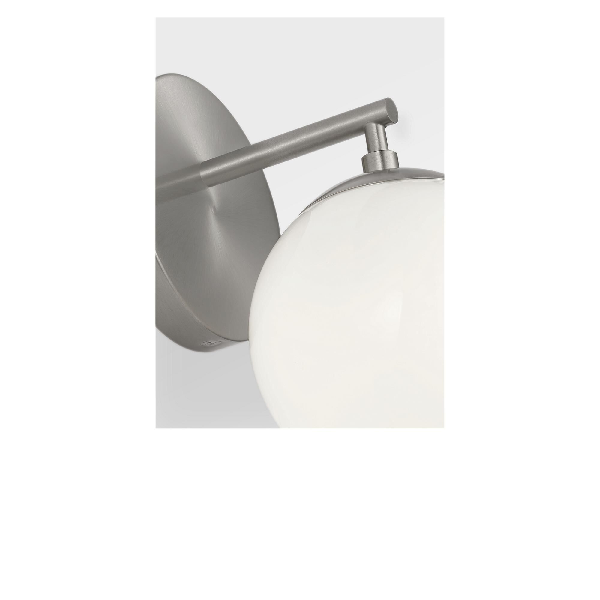 Shown in Brushed Nickel finish and Clear White glass